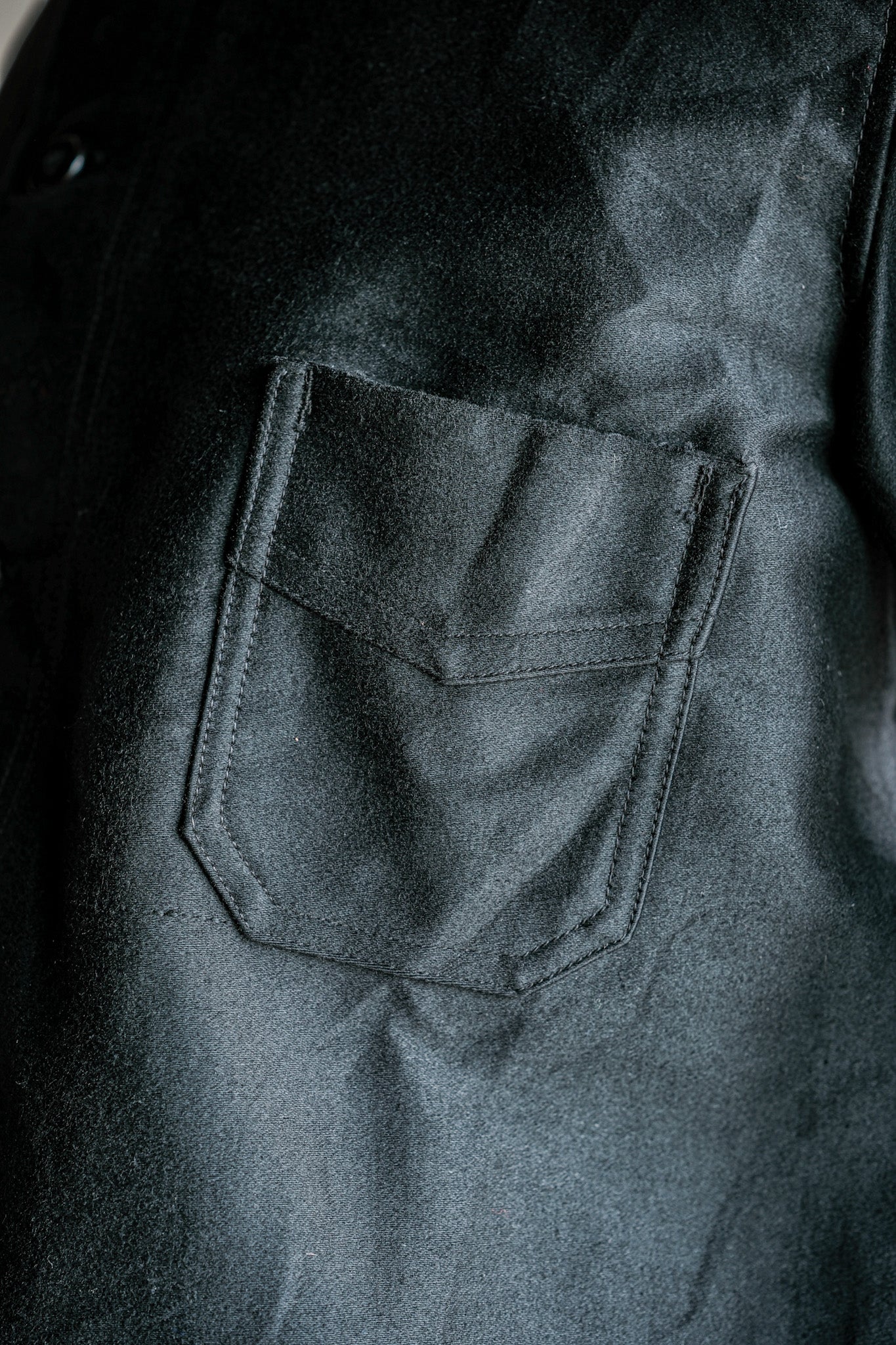 ［~30's］French Vintage Black Moleskin Work Jacket "Le Mont St. Michel"