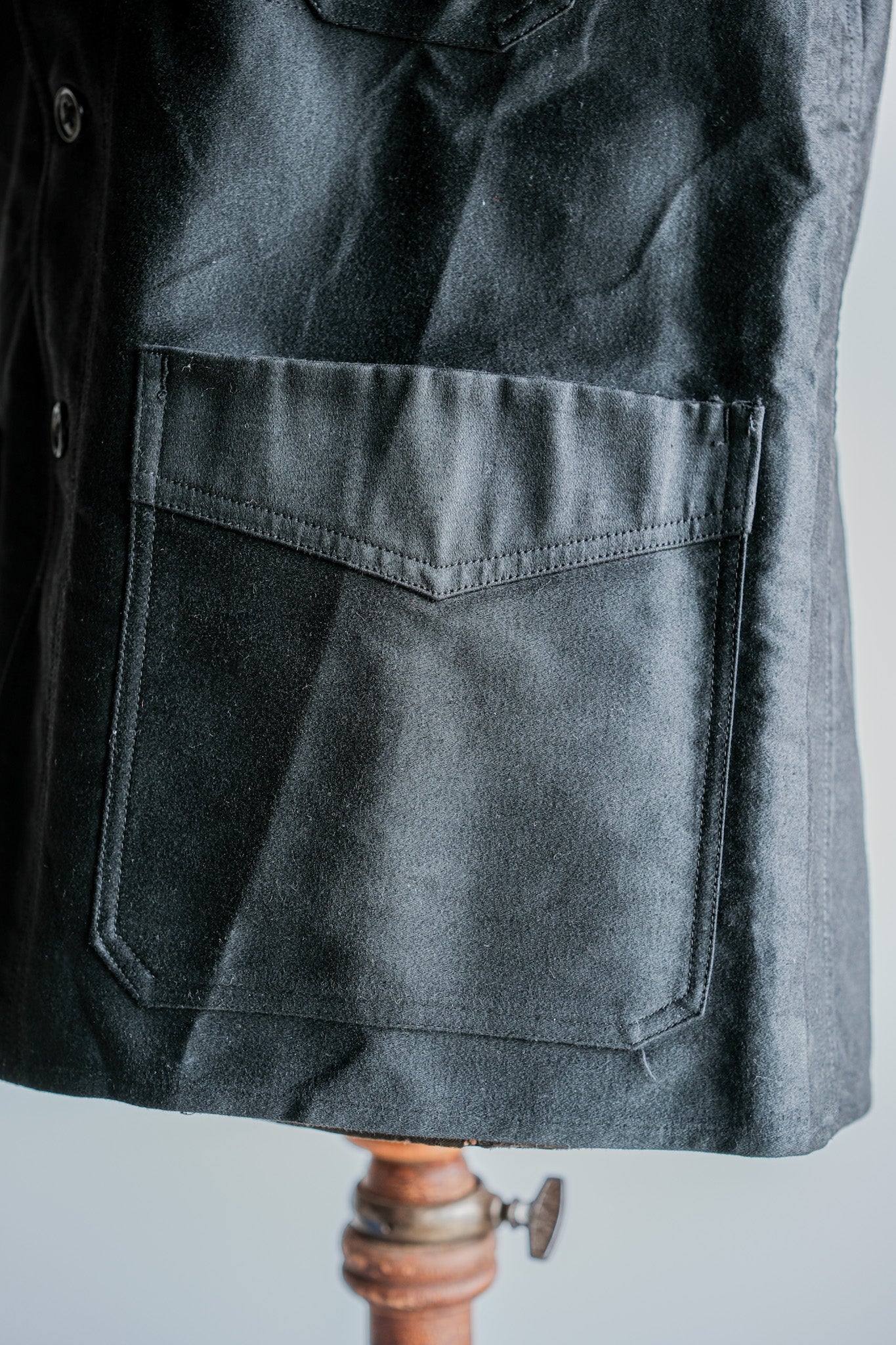 ［~30's］French Vintage Black Moleskin Work Jacket "Le Mont St. Michel"