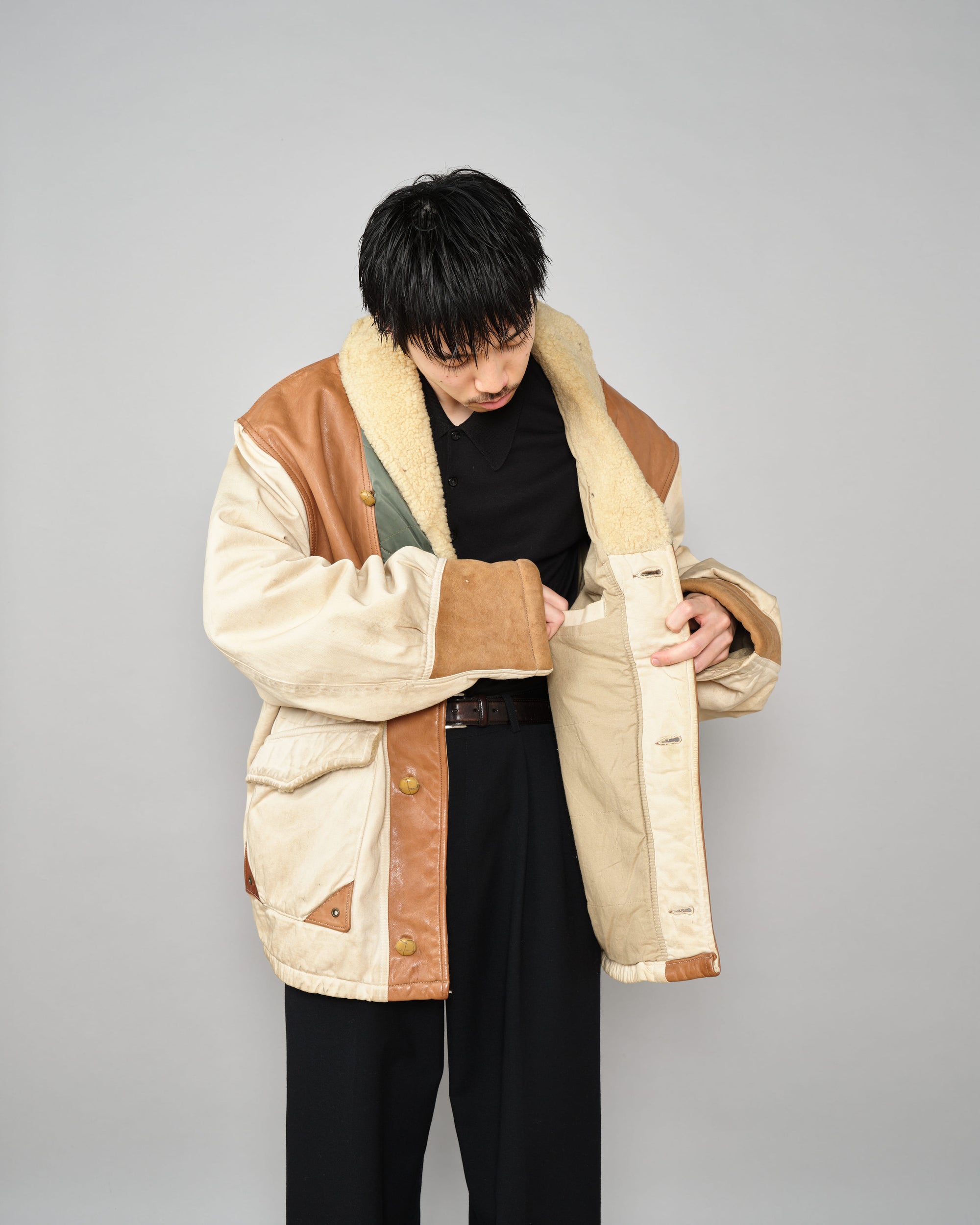 ［~80's］Old CHEVIGNON Switching Design Shawl Collar Jacket Size.XL