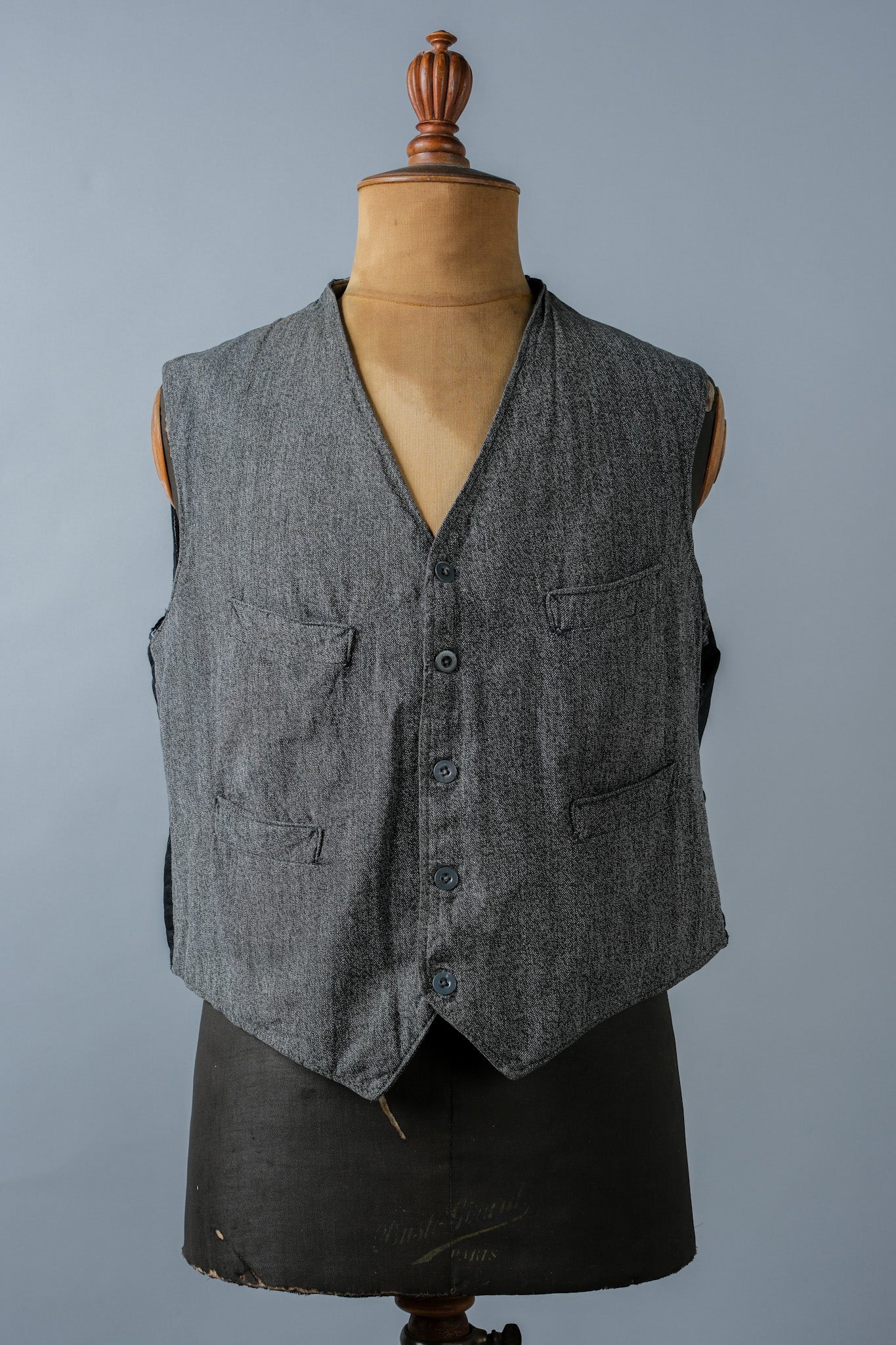 [~ 50's] French Vintage Salt & Pepper Cotton Work Gilet