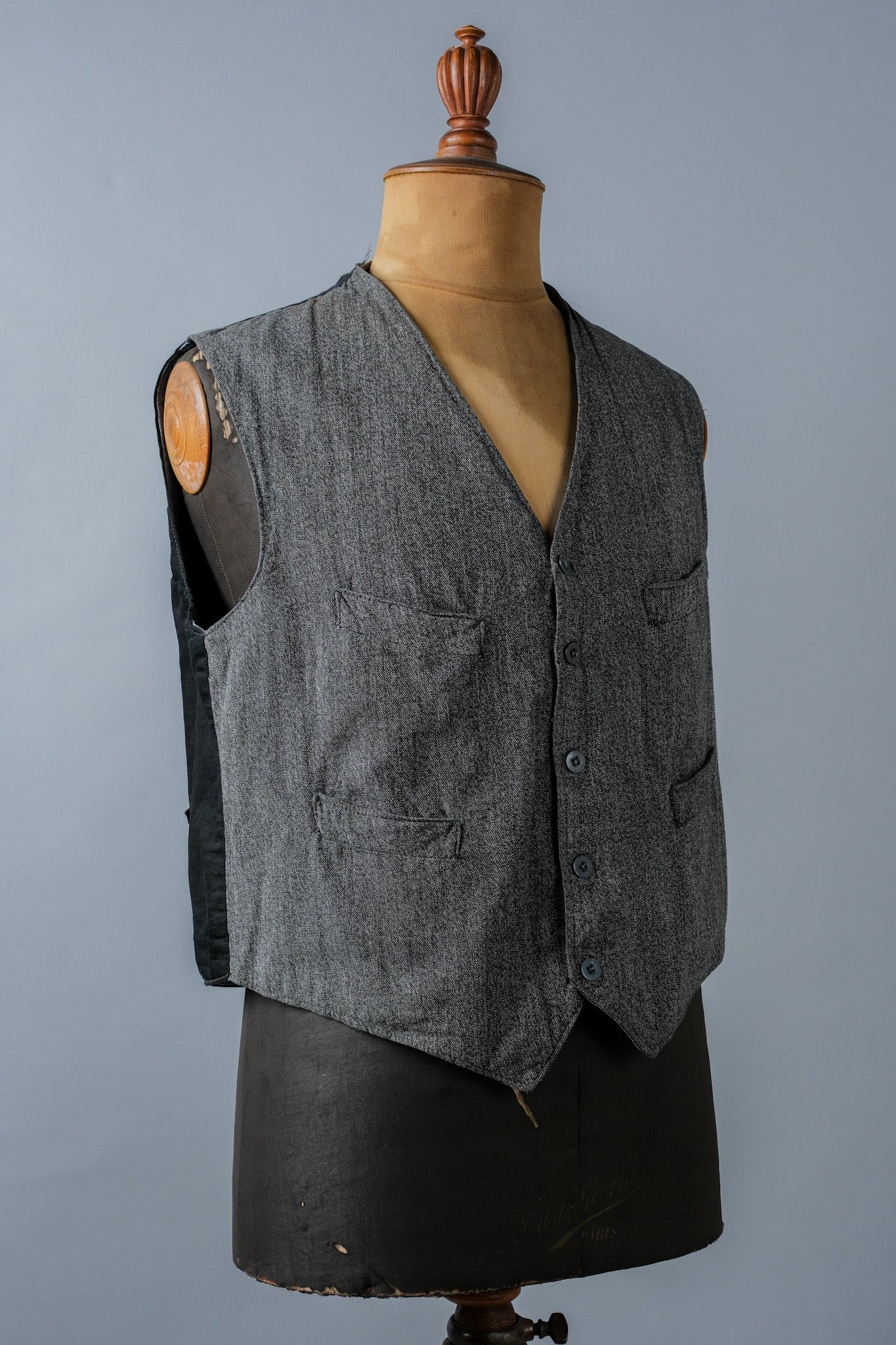 [~ 50's] French Vintage Salt & Pepper Cotton Work Gilet