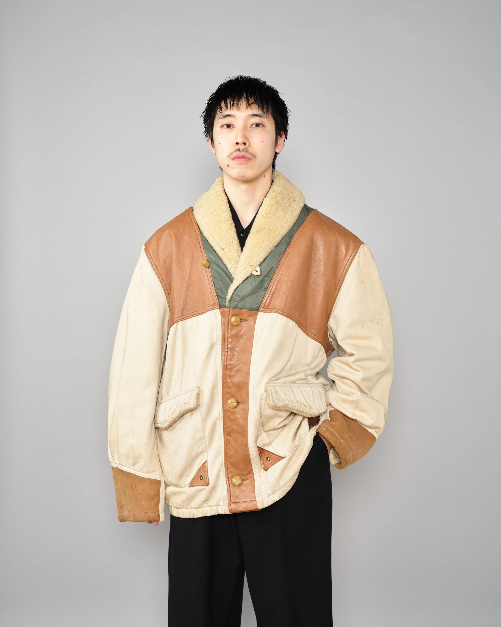 ［~80's］Old CHEVIGNON Switching Design Shawl Collar Jacket Size.XL