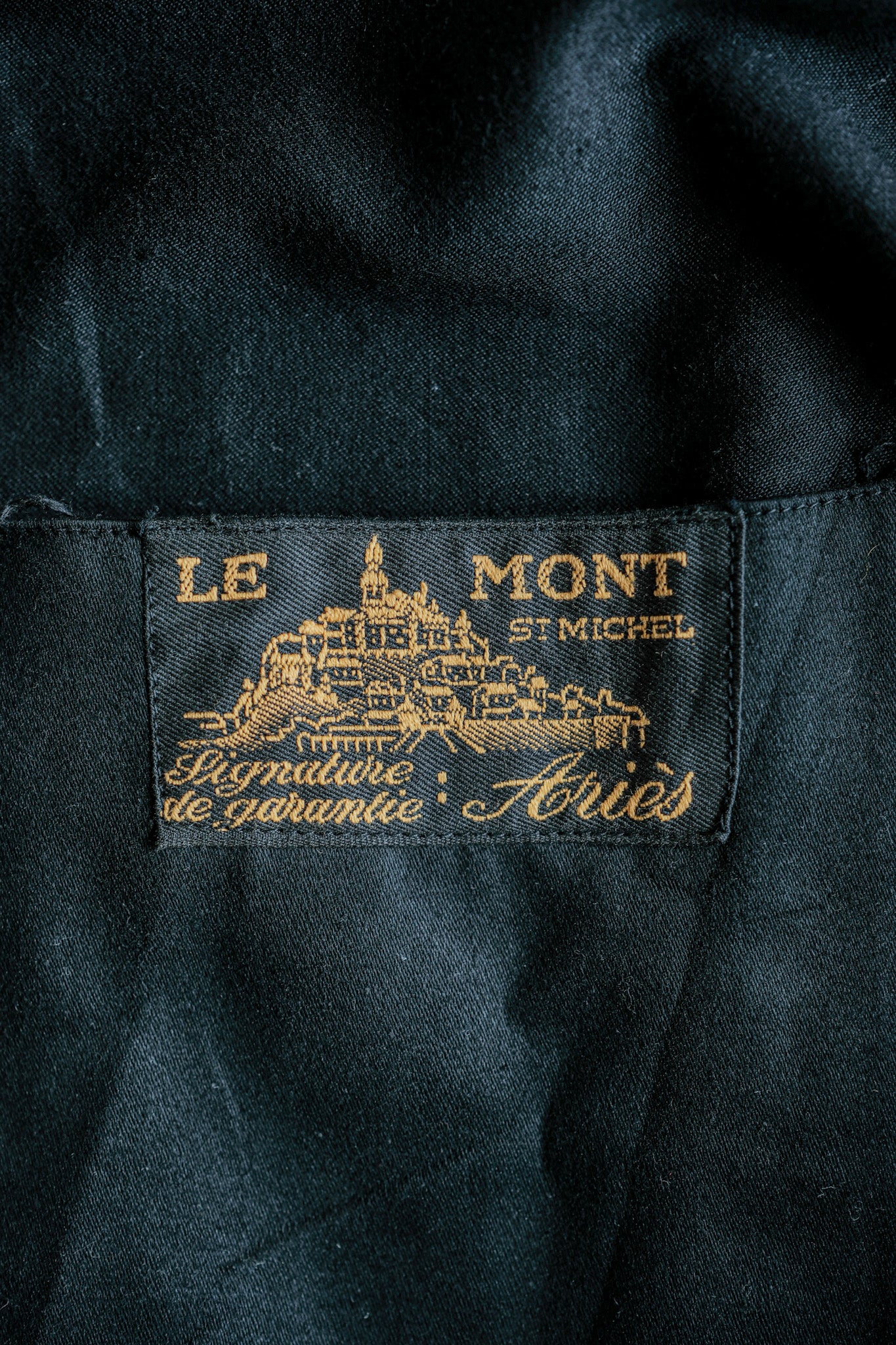 [~ 30's] French Vintage Black Moleskin Work Jacket "Le Mont St. Michel"