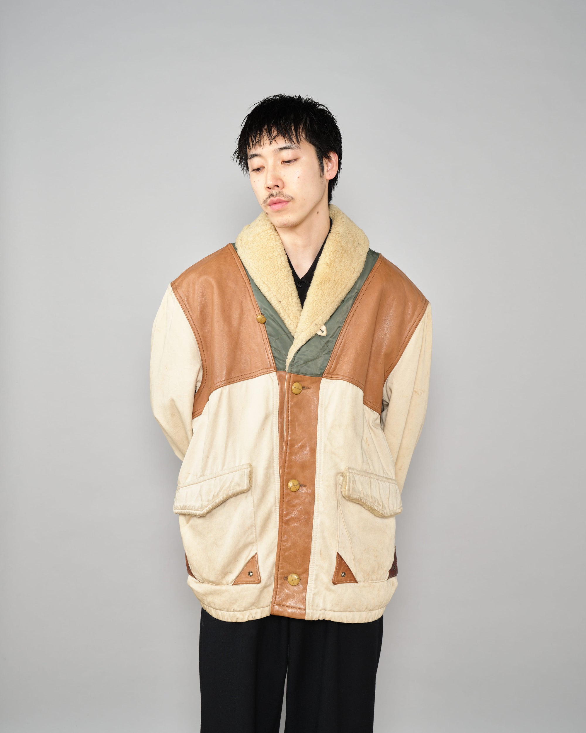 ［~80's］Old CHEVIGNON Switching Design Shawl Collar Jacket Size.XL