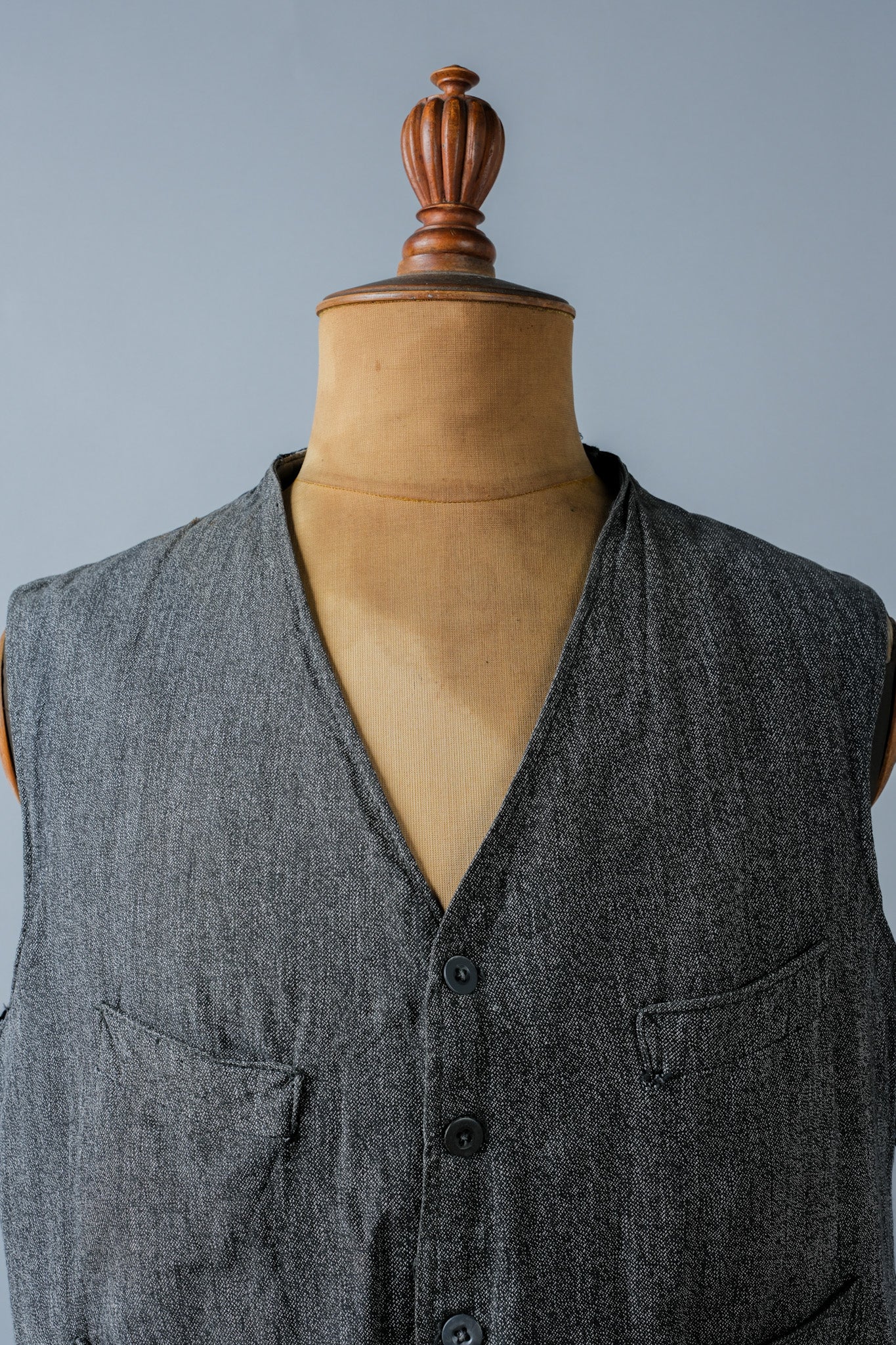 【~50's】French Vintage Salt & Pepper Cotton Work Gilet