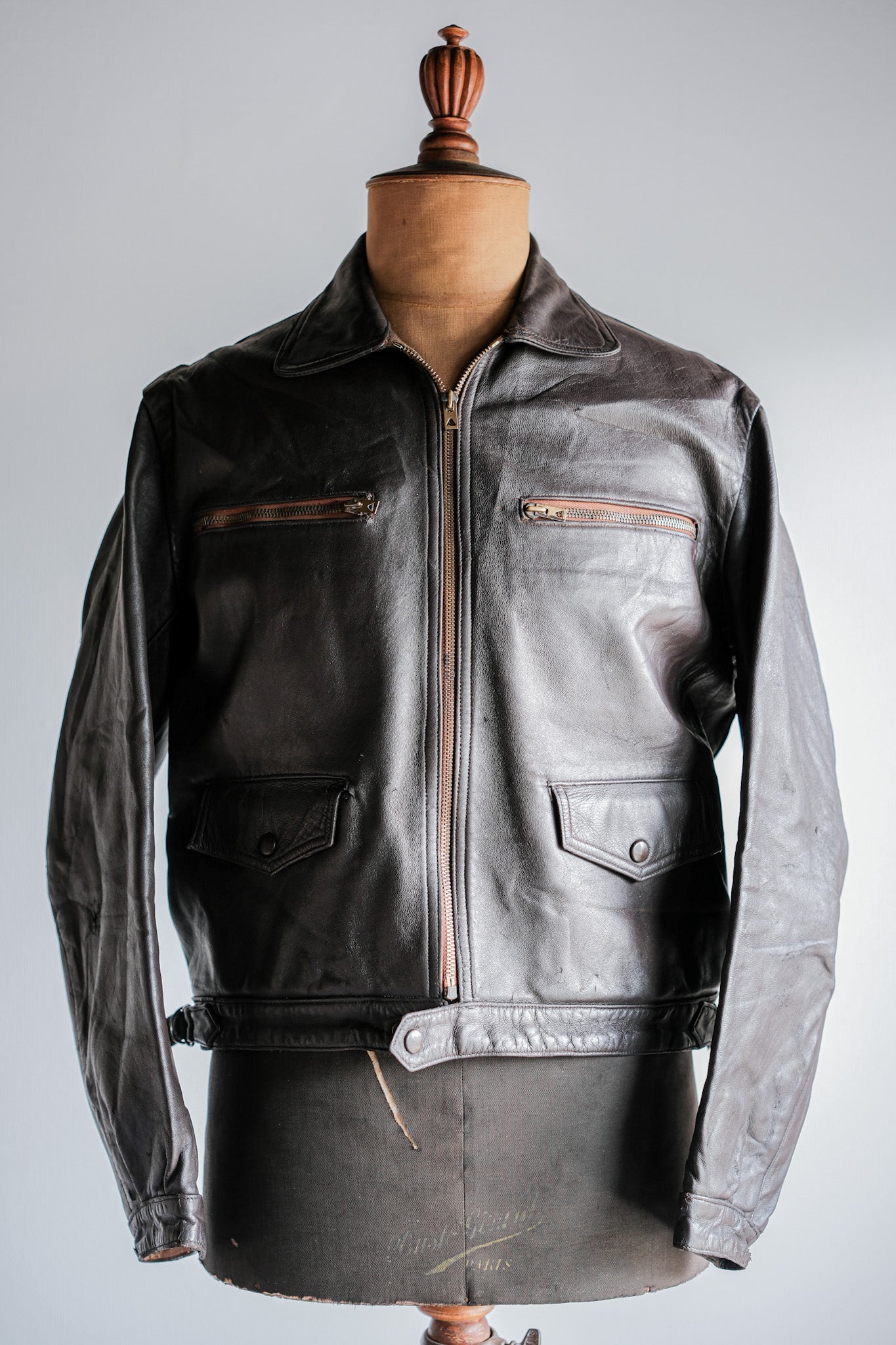 [~ 50's] French vintage Hartmann Type Motorcycle Leather Jacket