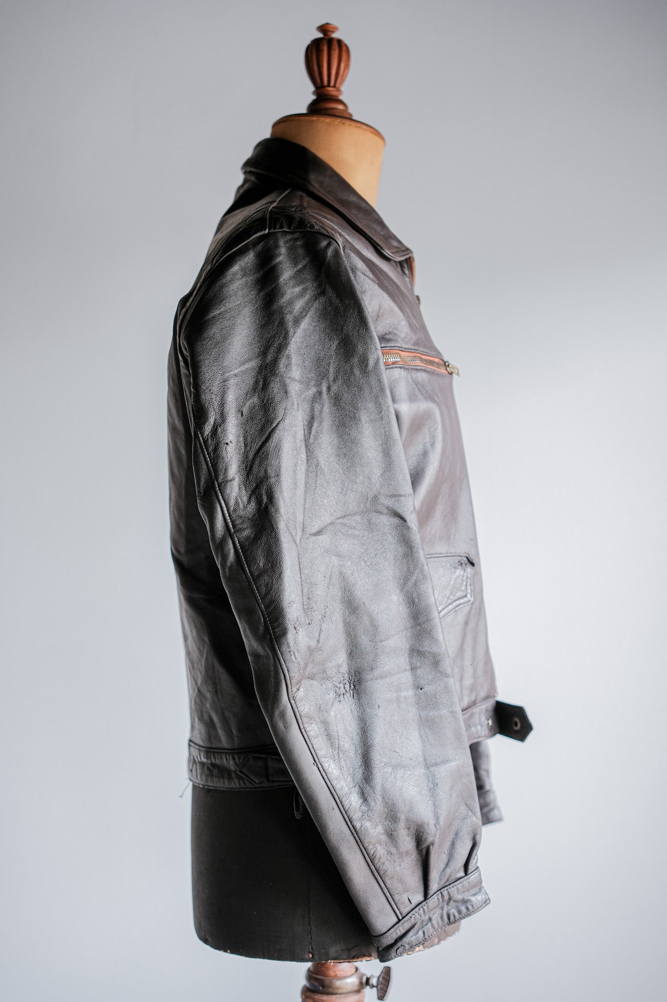 50's] French vintage Hartmann Type Motorcycle Leather Jacket