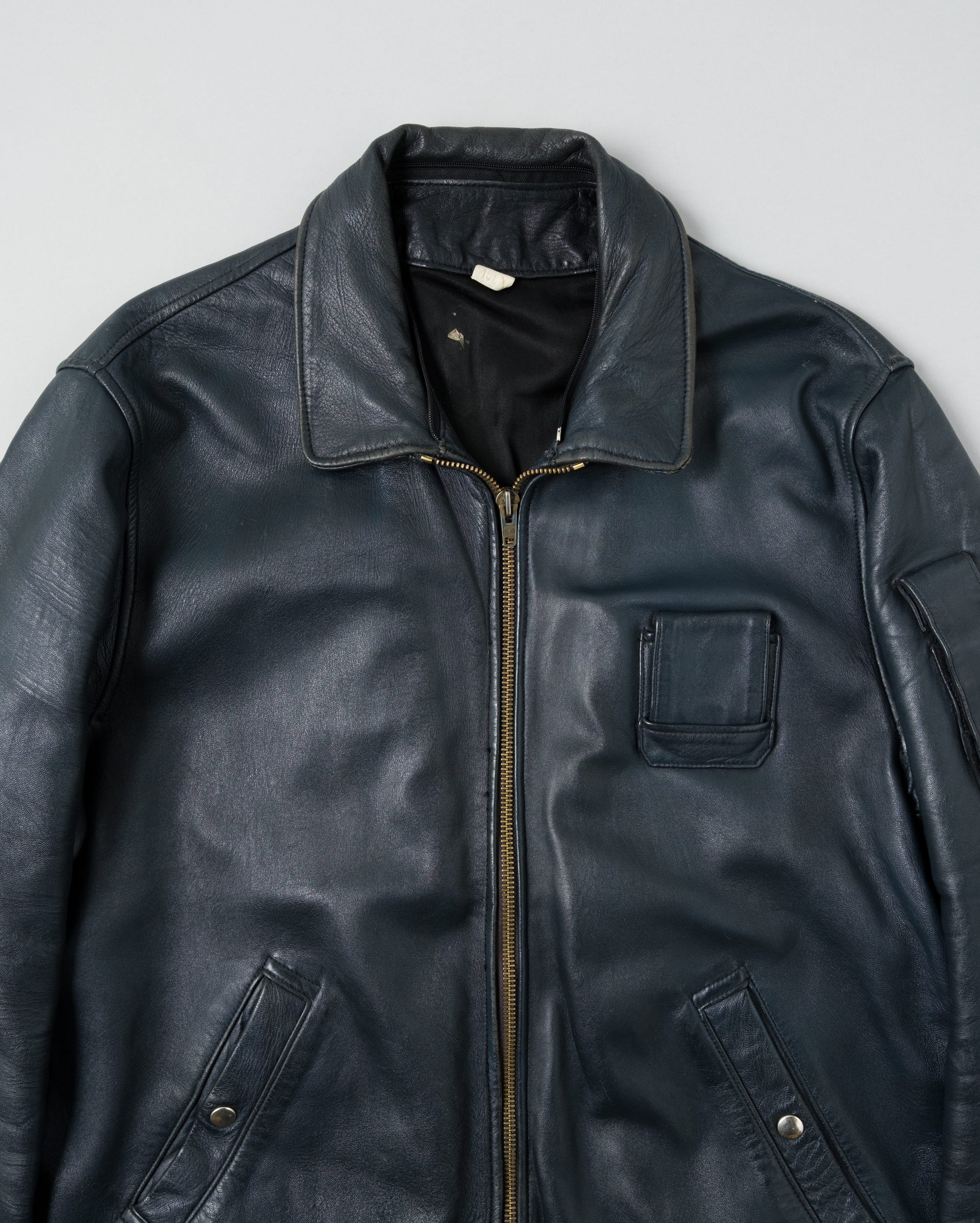 ［~70's］French Air Force Pilot Leather Jacket Size.100X
