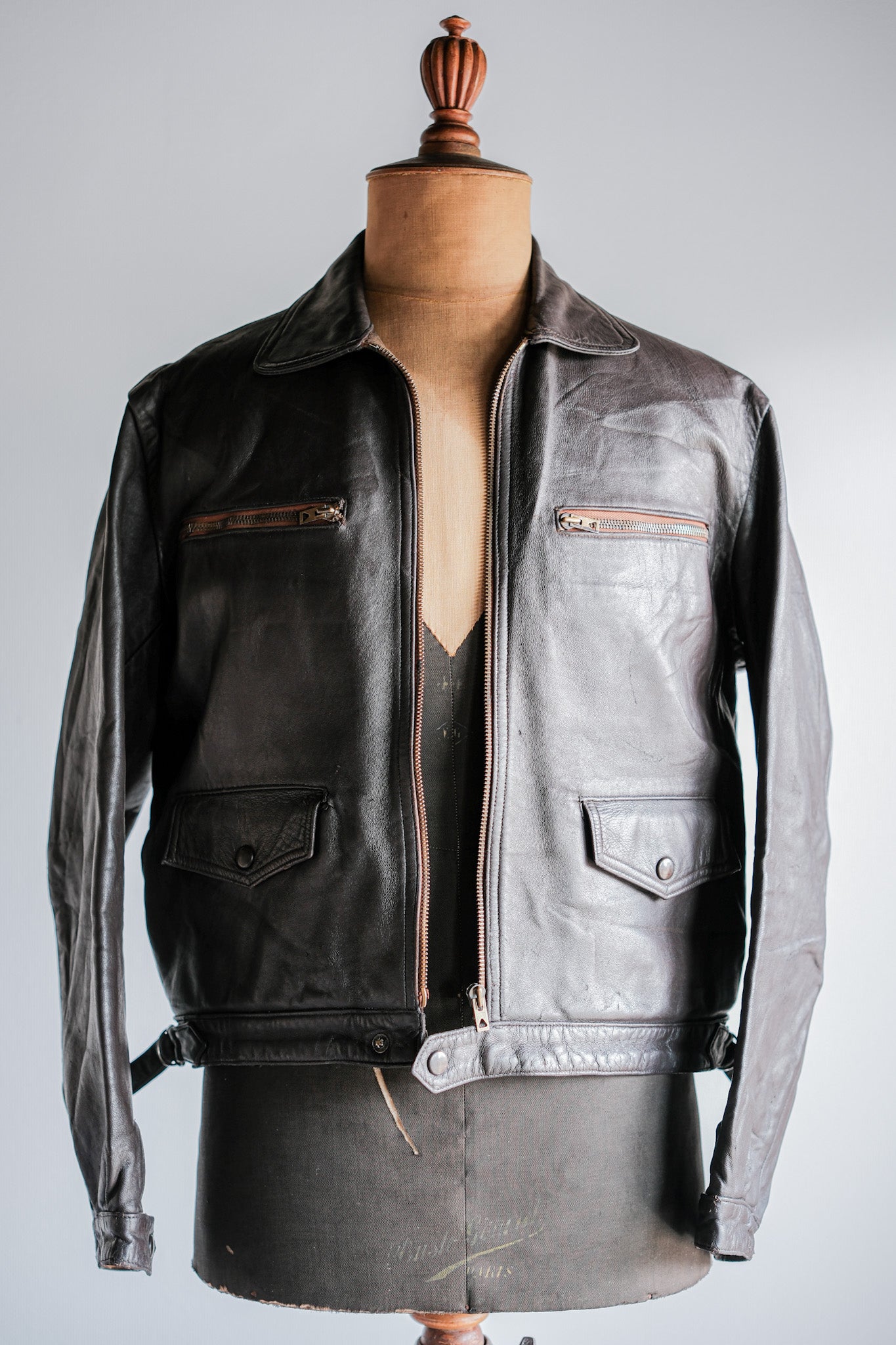 50's] French vintage Hartmann Type Motorcycle Leather Jacket
