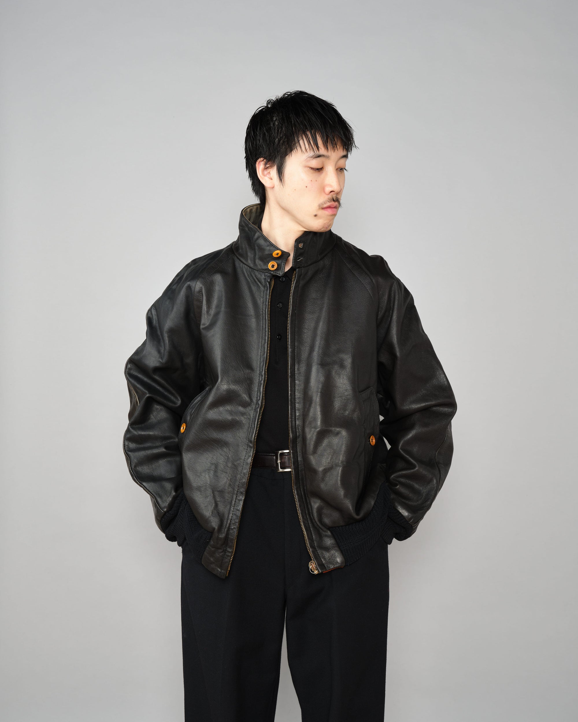 ［88AW］Old C.P.Company Black Leather Blouson Size.50