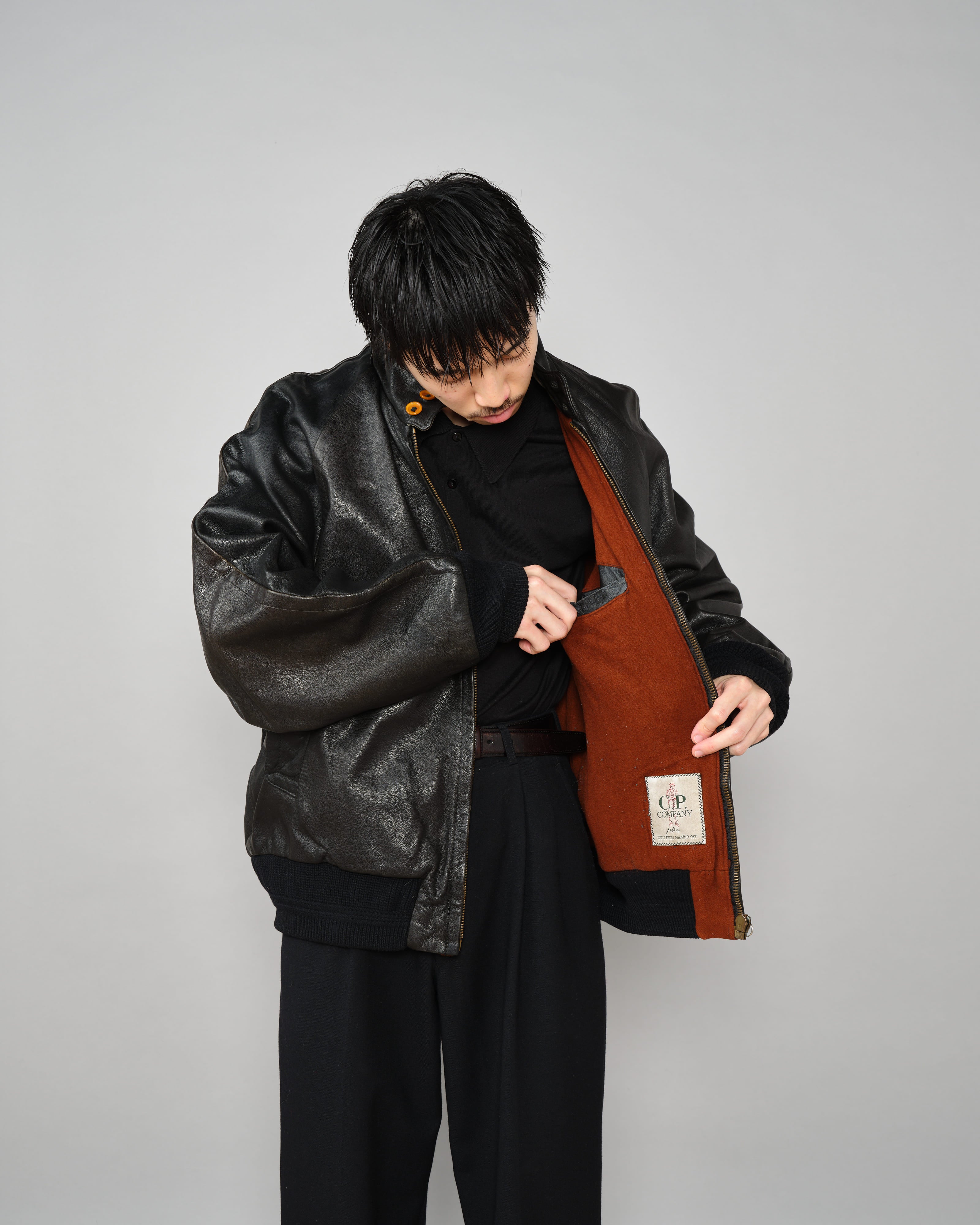 【88AW】Old C.P.Company Black Leather Blouson Size.50