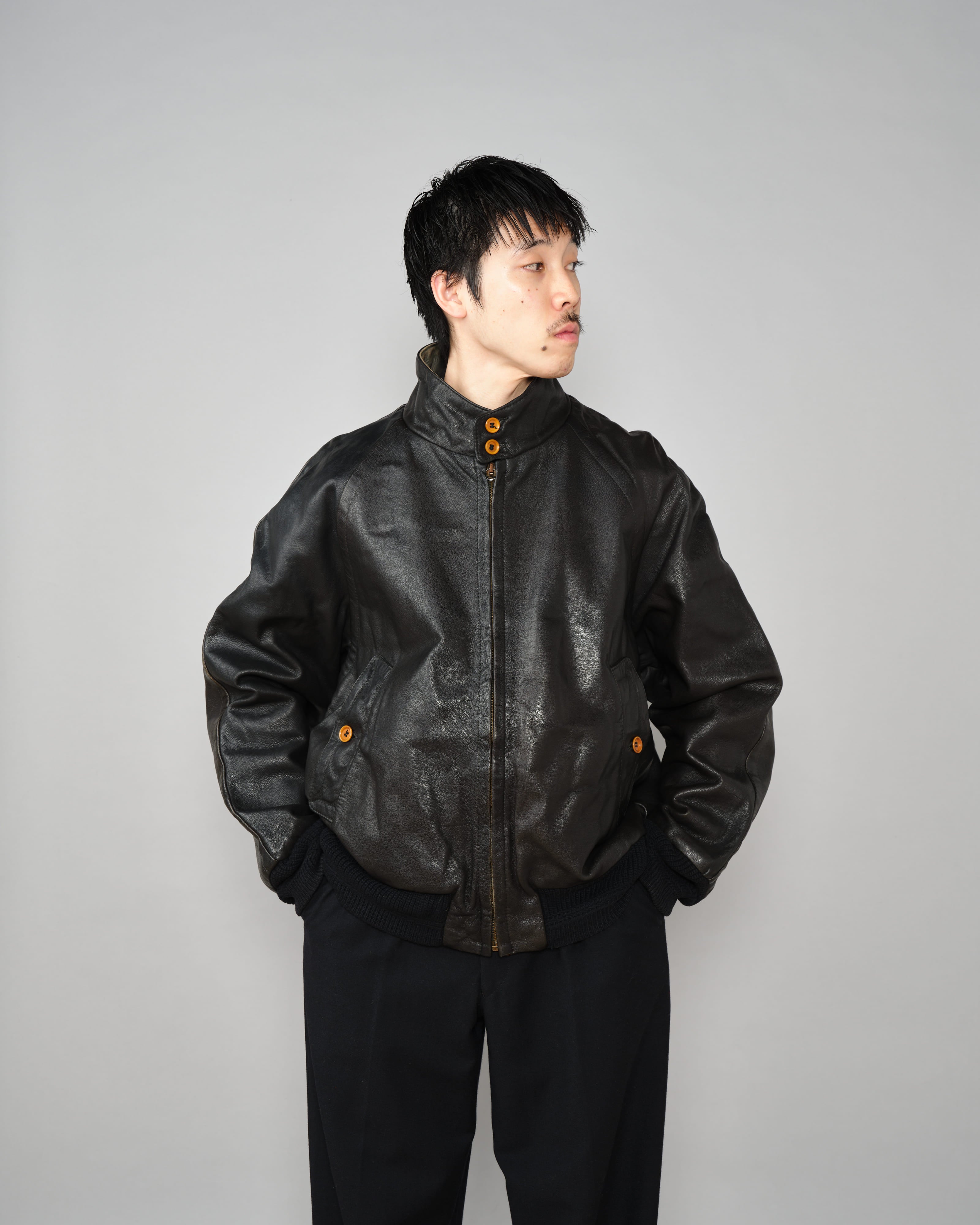 【88AW】Old C.P.Company Black Leather Blouson Size.50