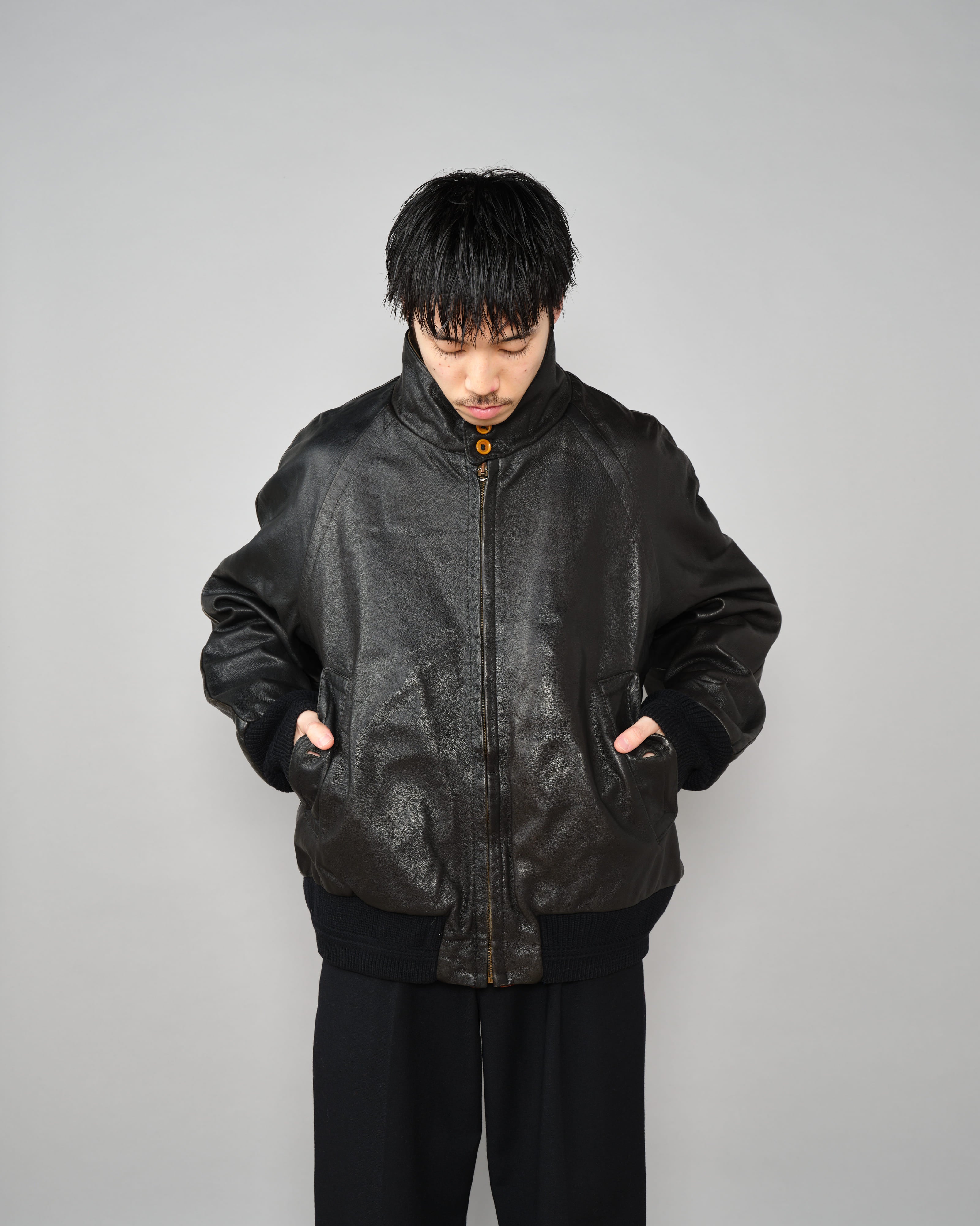 88AW】Old C.P.Company Black Leather Blouson Size.50