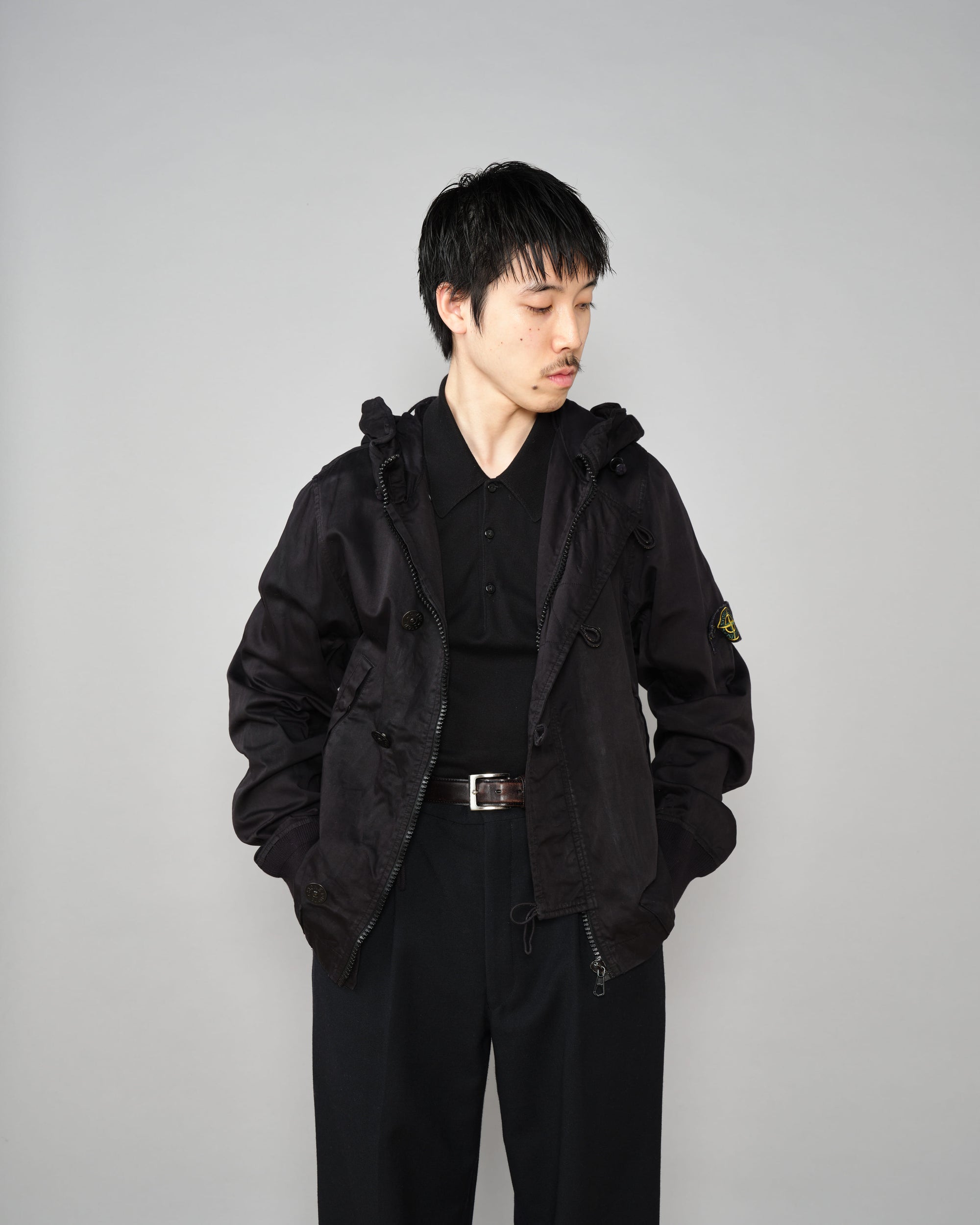 ［06AW］Old STONE ISLAND Garment Dyed Cotton Hooded Short Jacket Size.S "RASO GOMMATO"