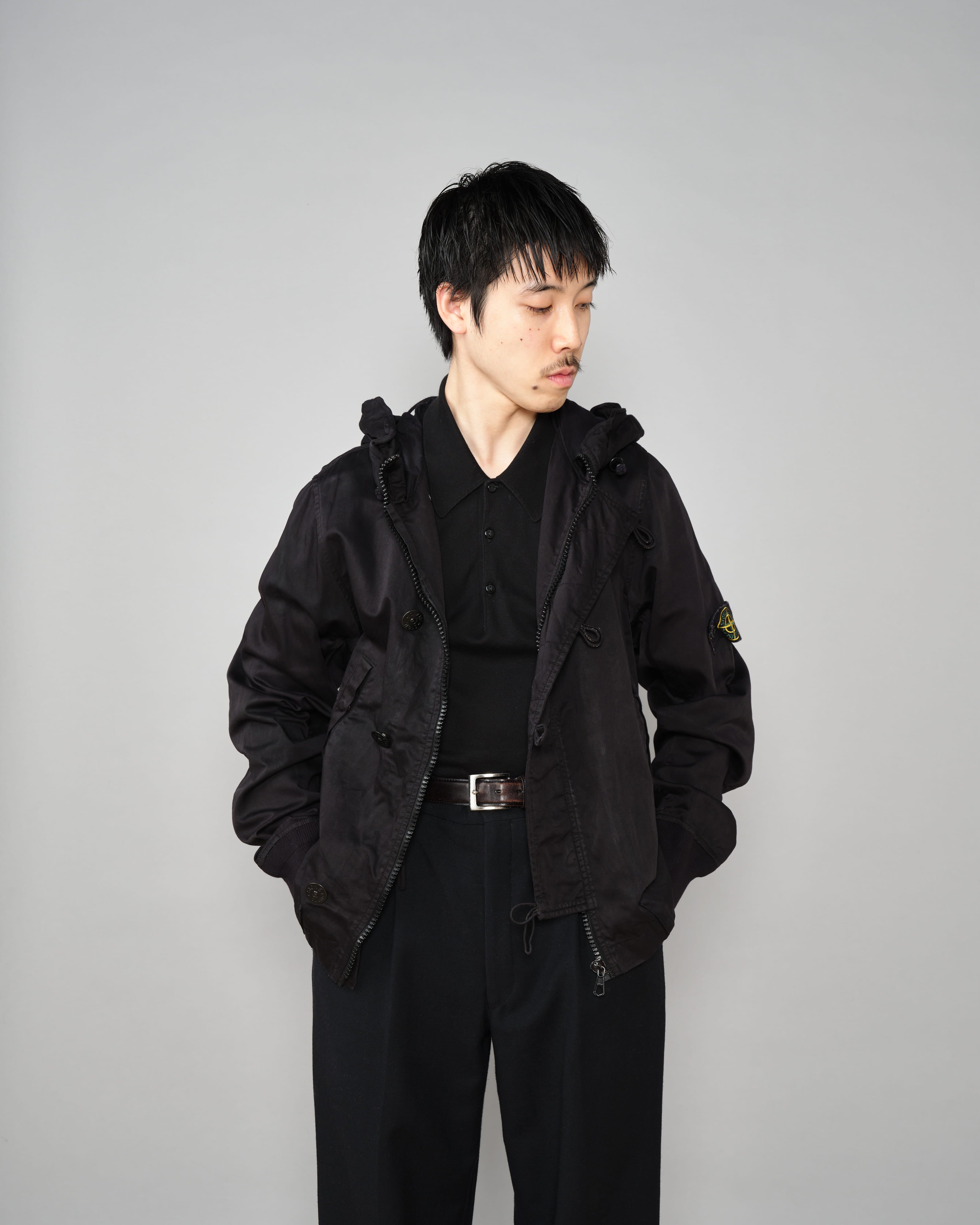 【06AW】เสื้อแจ็คเก็ตตัวสั้นมีฮู้ดผ้าฝ้าย Old STONE ISLAND Size.S "RASO GOMMATO"