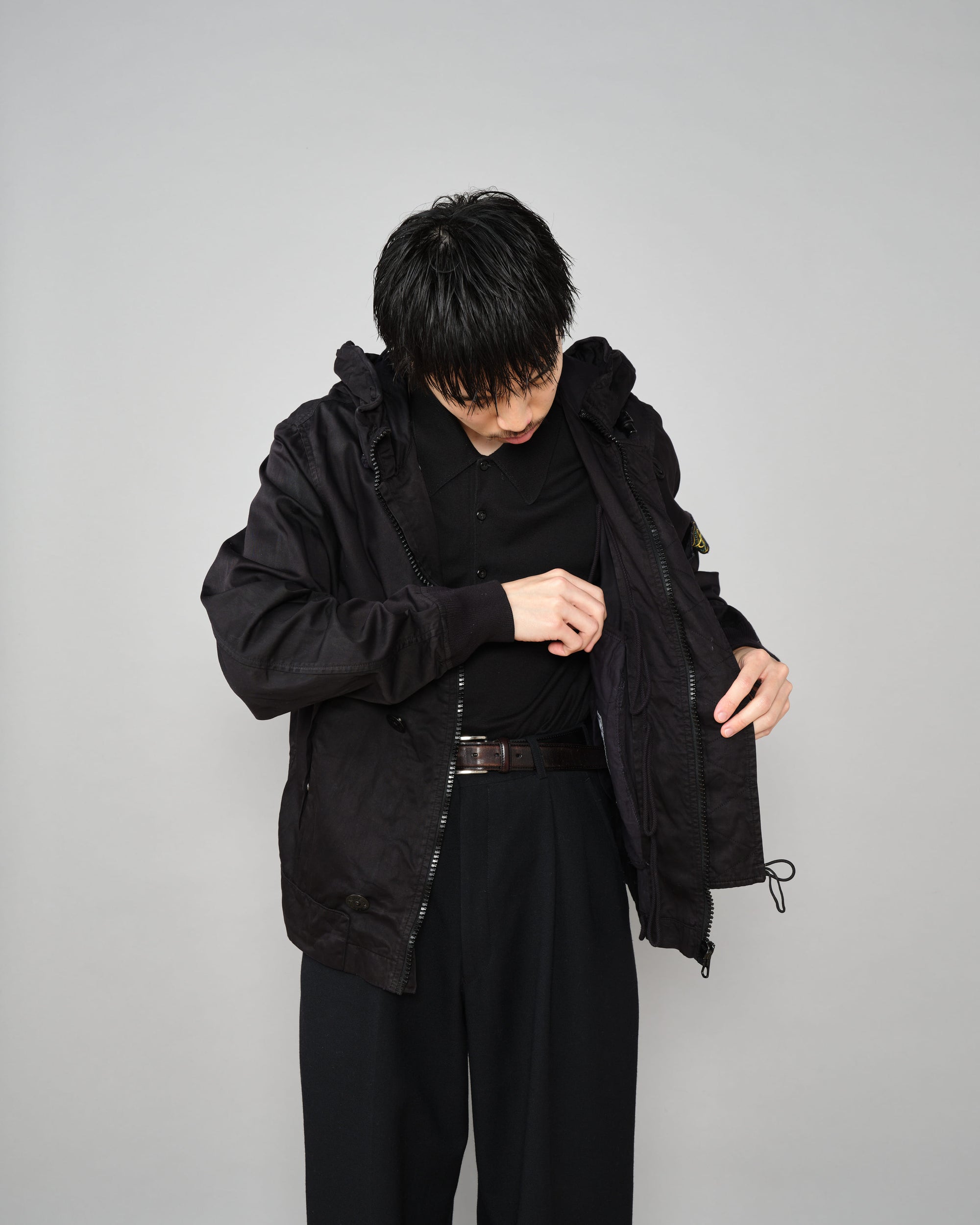 ［06AW］Old STONE ISLAND Garment Dyed Cotton Hooded Short Jacket Size.S "RASO GOMMATO"