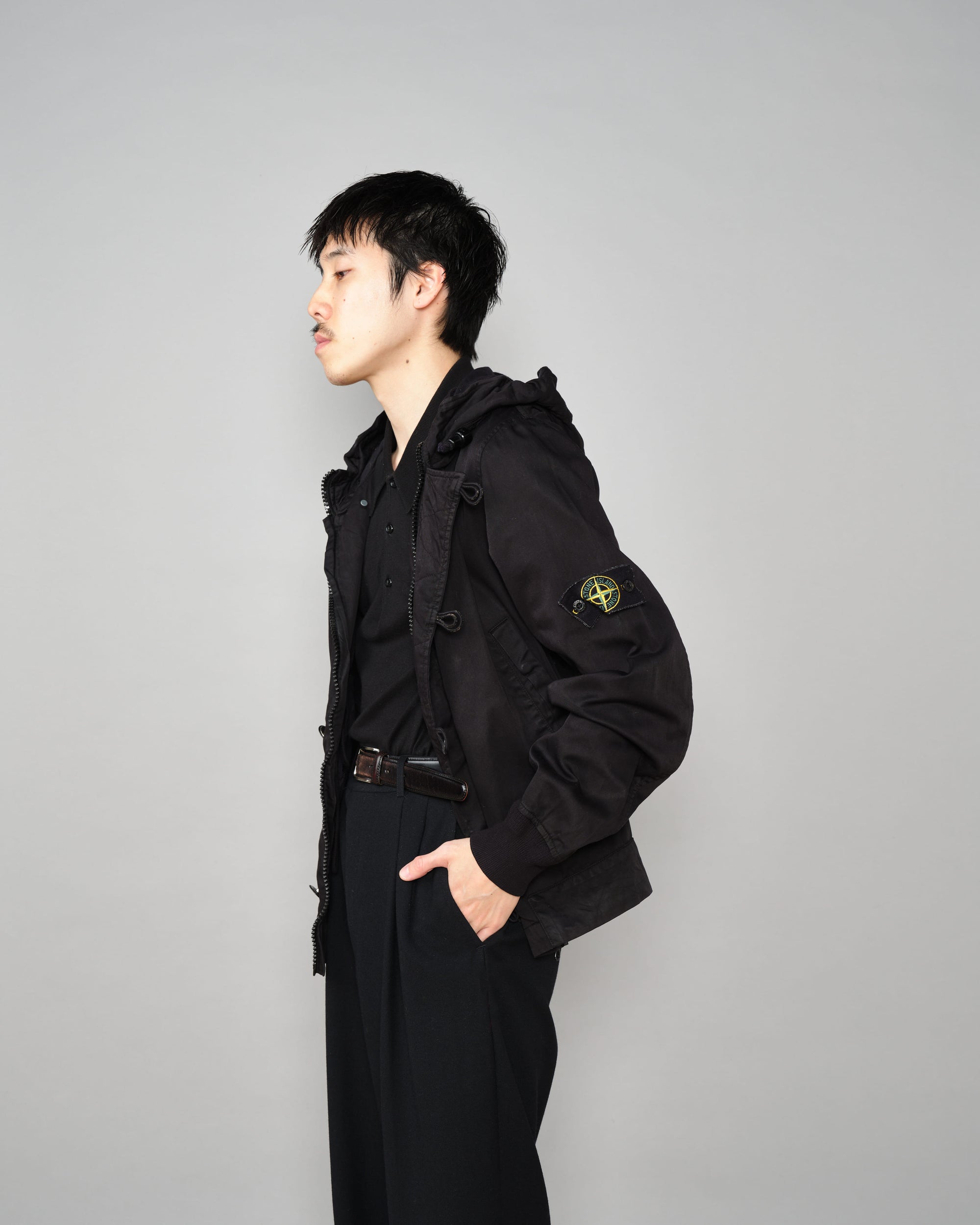 ［06AW］Old STONE ISLAND Garment Dyed Cotton Hooded Short Jacket Size.S "RASO GOMMATO"