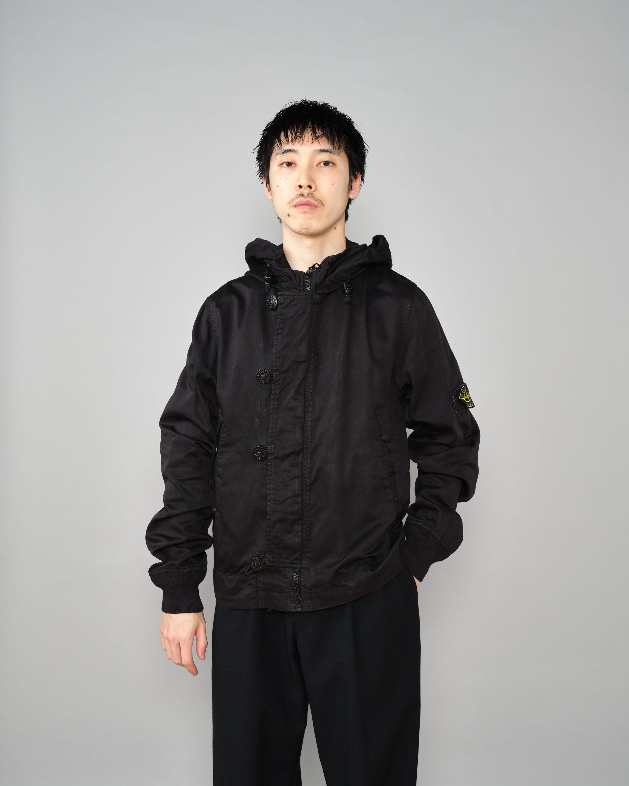 ［06AW］Old STONE ISLAND Garment Dyed Cotton Hooded Short Jacket Size.S "RASO GOMMATO"