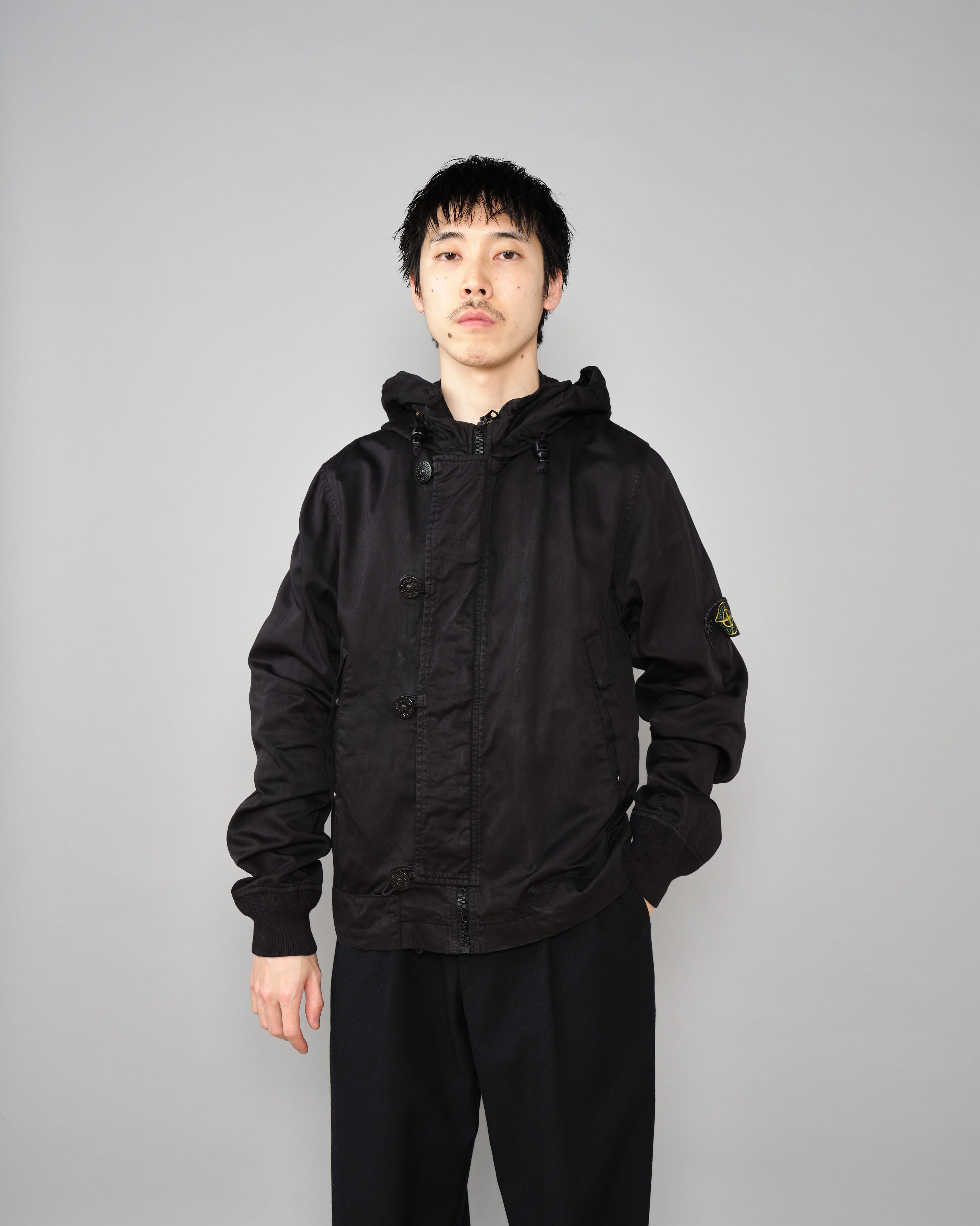 【06AW】เสื้อแจ็คเก็ตตัวสั้นมีฮู้ดผ้าฝ้าย Old STONE ISLAND Size.S "RASO GOMMATO"