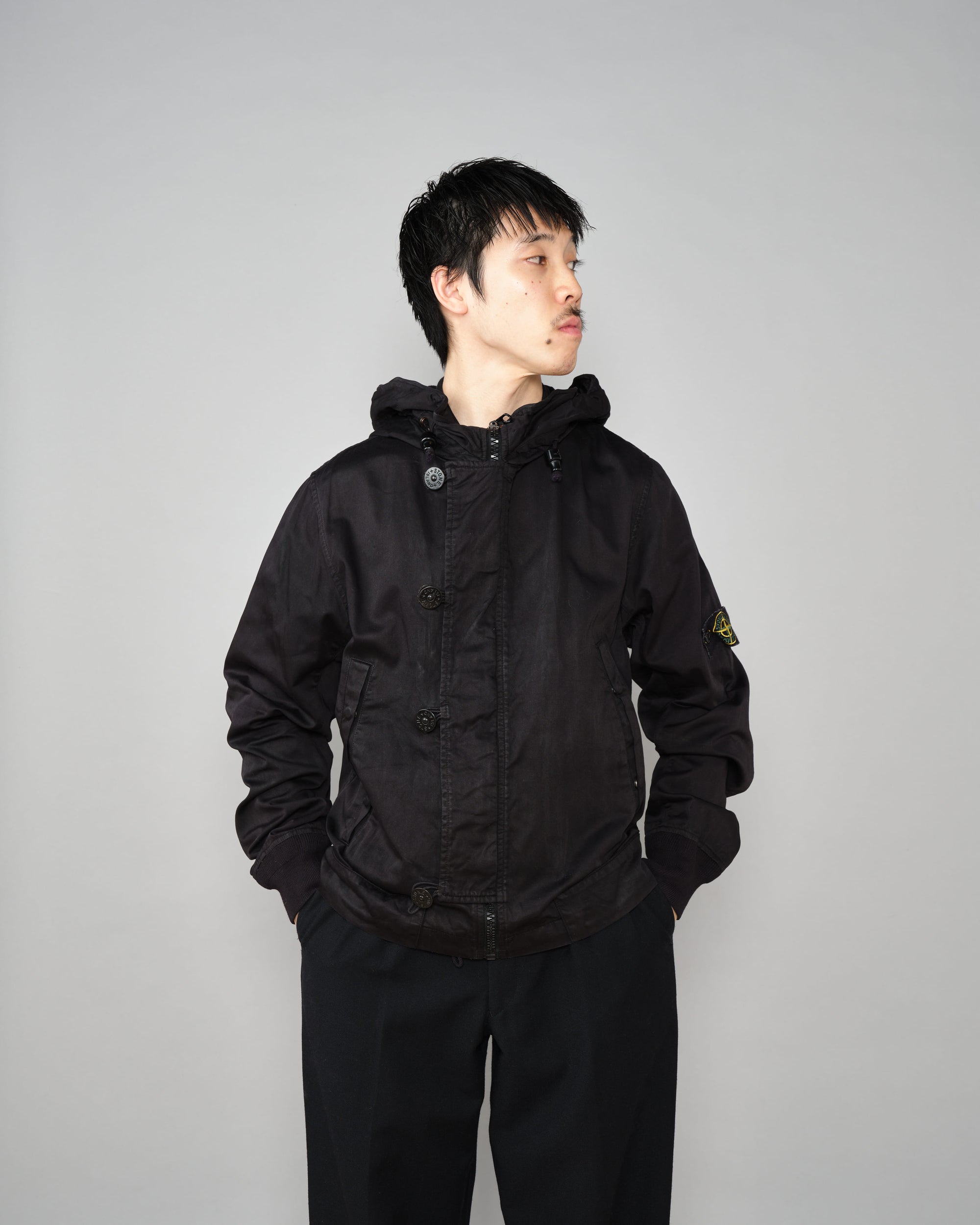 ［06AW］Old STONE ISLAND Garment Dyed Cotton Hooded Short Jacket Size.S "RASO GOMMATO"