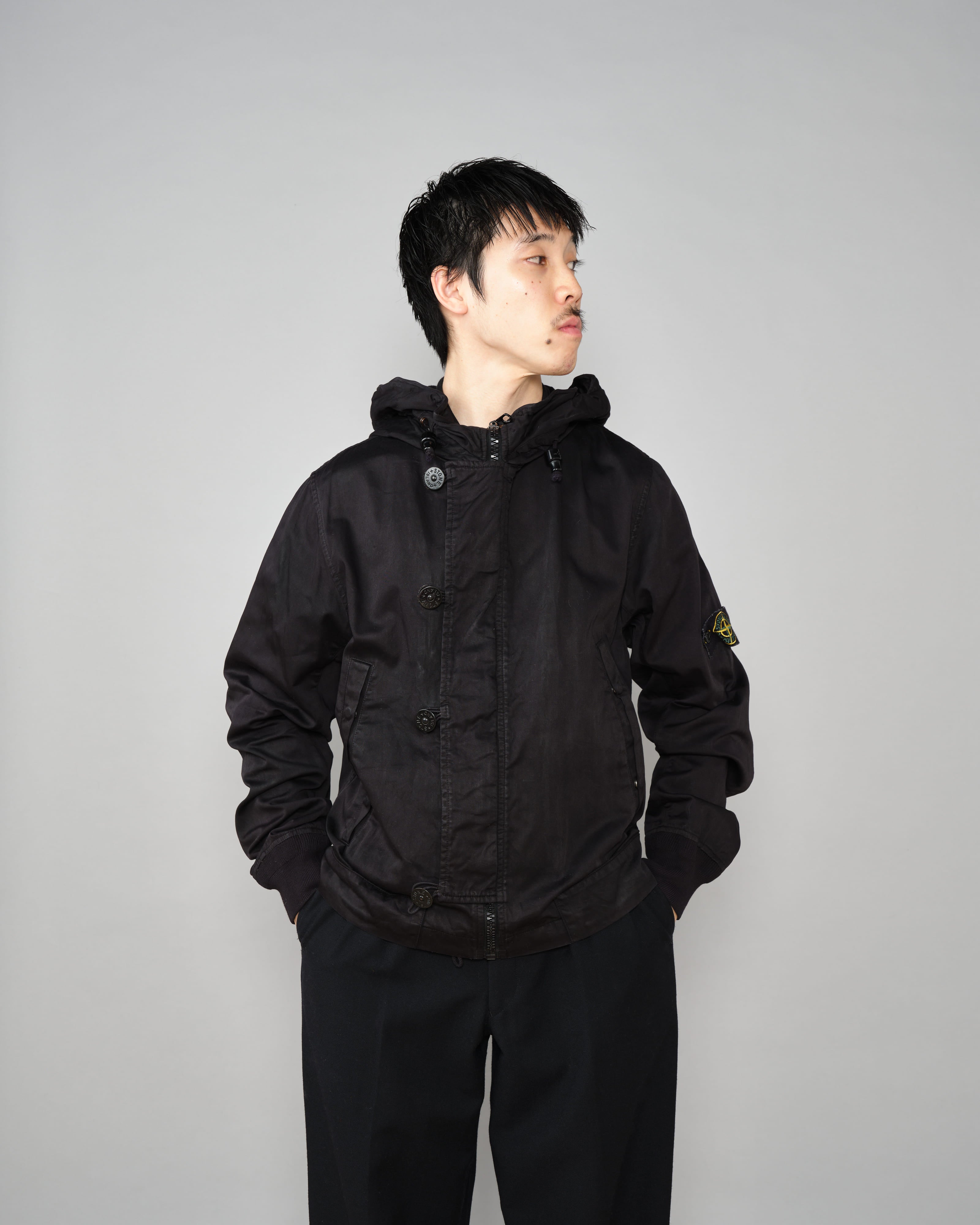 【06AW】เสื้อแจ็คเก็ตตัวสั้นมีฮู้ดผ้าฝ้าย Old STONE ISLAND Size.S "RASO GOMMATO"