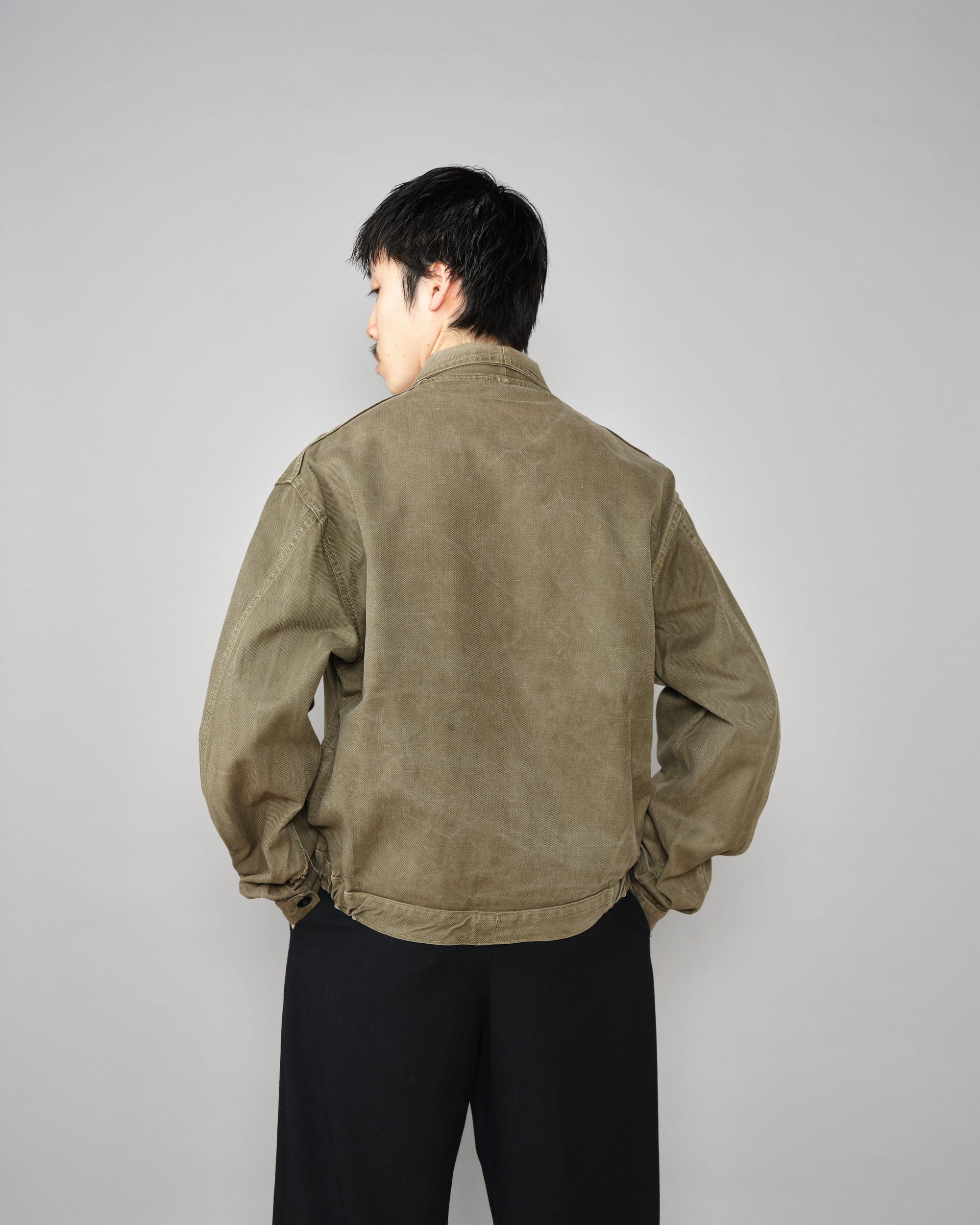 【~50's】French Vintage Khaki Brown Cotton Twill Cyclist Jacket