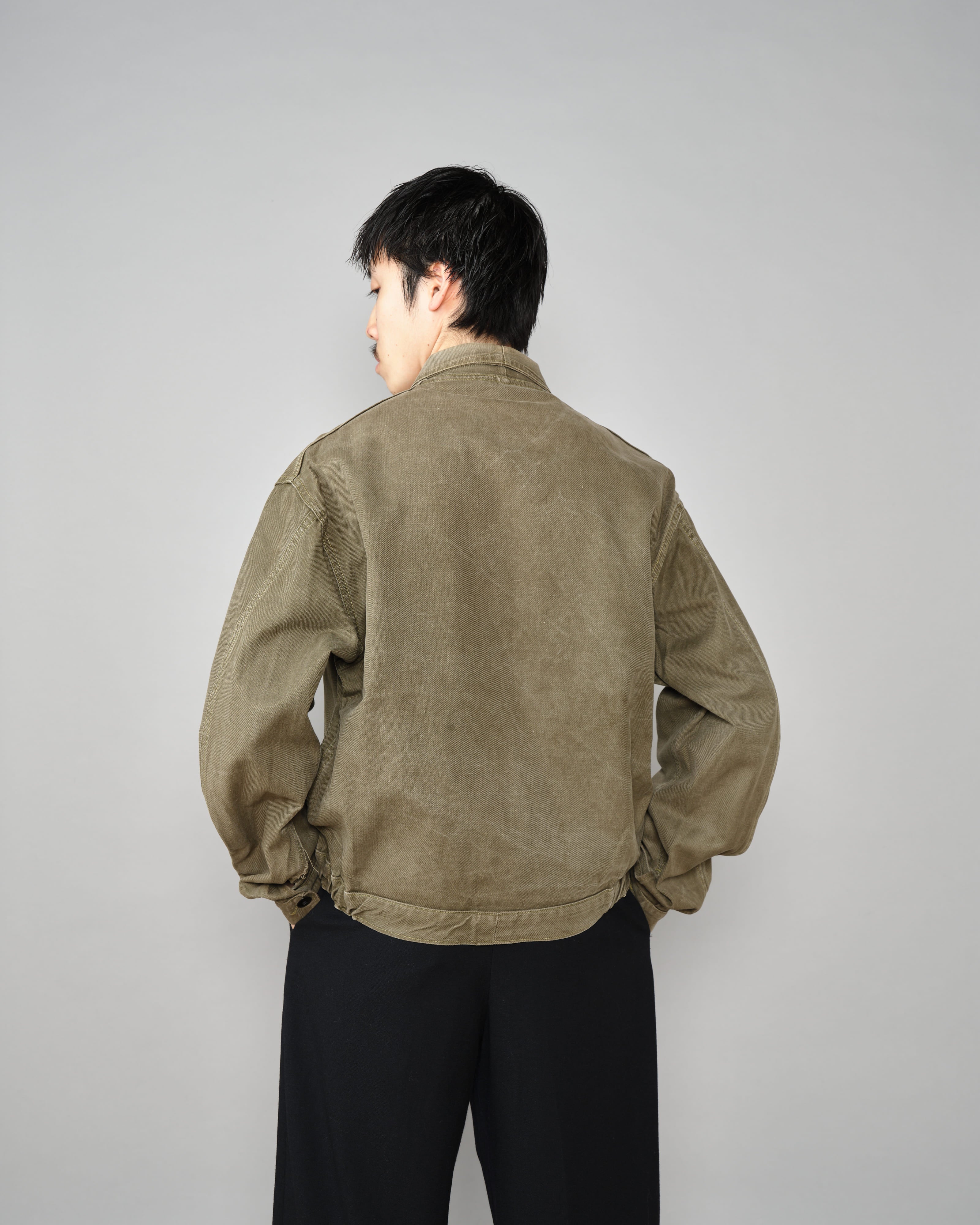 【~50's】French Vintage Khaki Brown Cotton Twill Cyclist Jacket