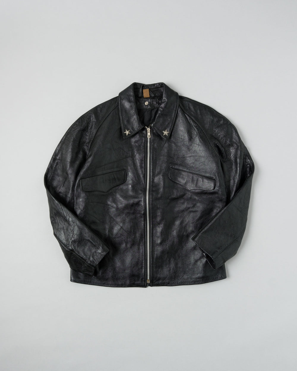 【~60’s】Italian Army Motorcycle Leather Jacket Size.2