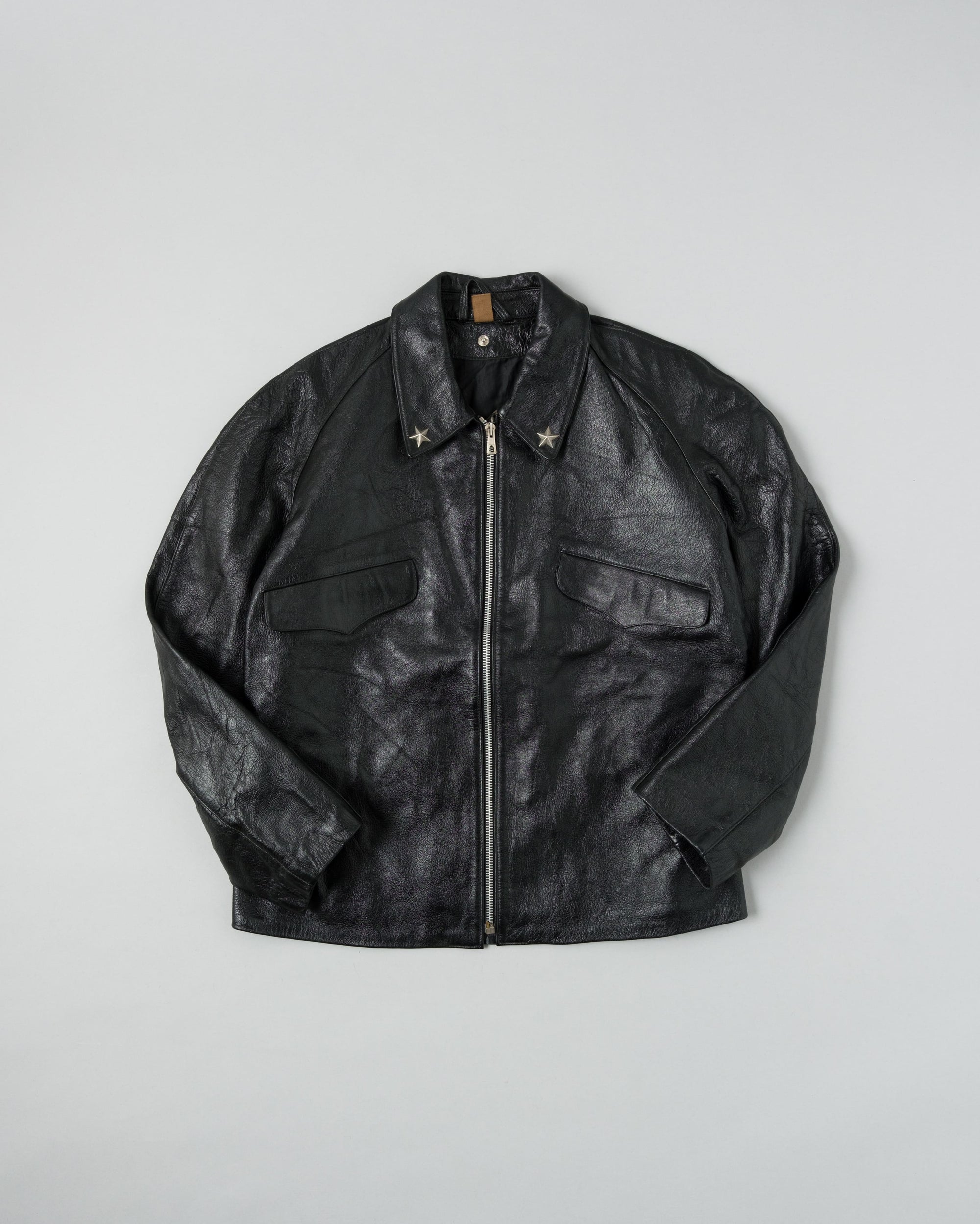 ［~60’s］Italian Army Motorcycle Leather Jacket Size.2
