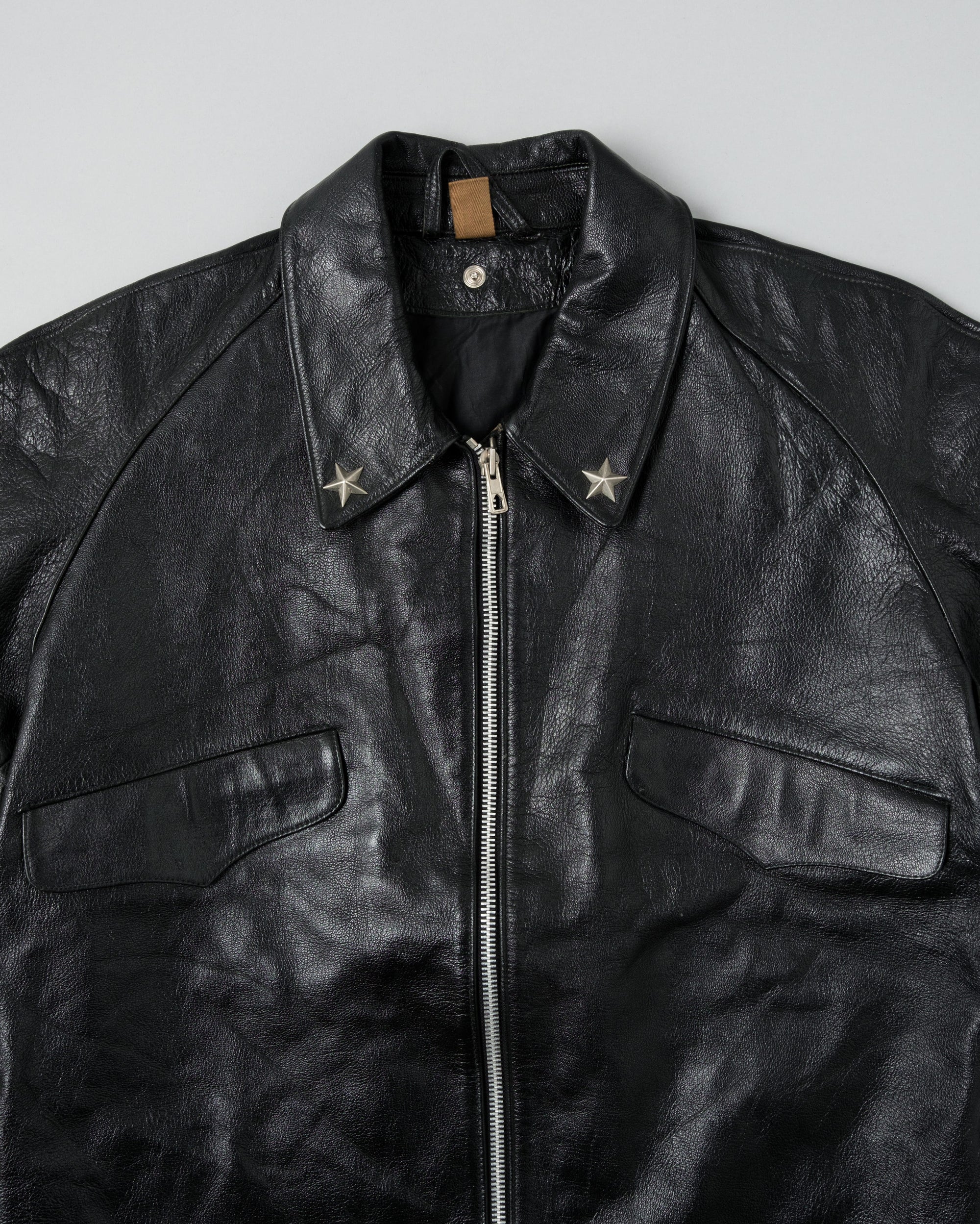 ［~60’s］Italian Army Motorcycle Leather Jacket Size.2