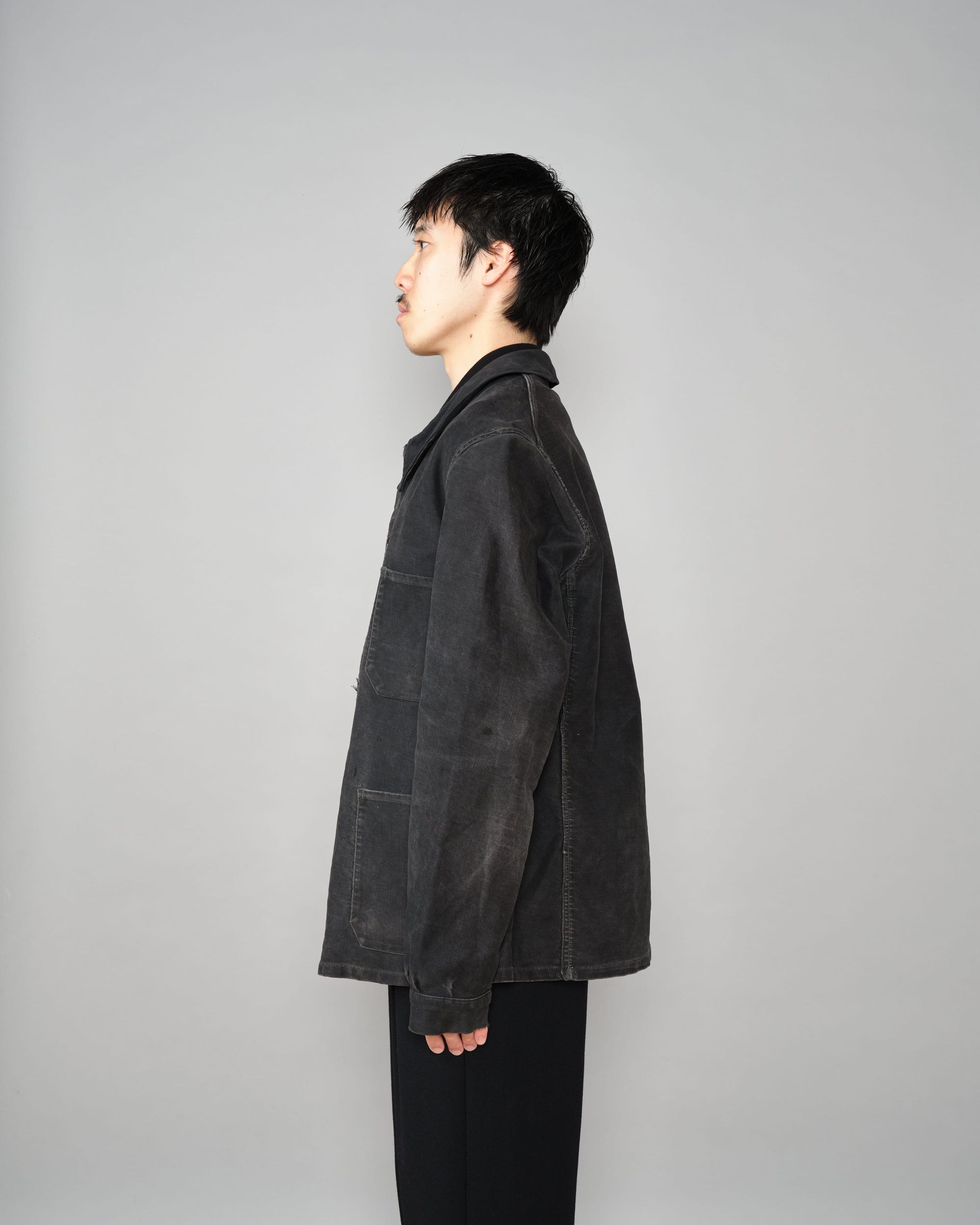 ［~40's］French Vintage Black Moleskin Work Jacket "6 Buttons"