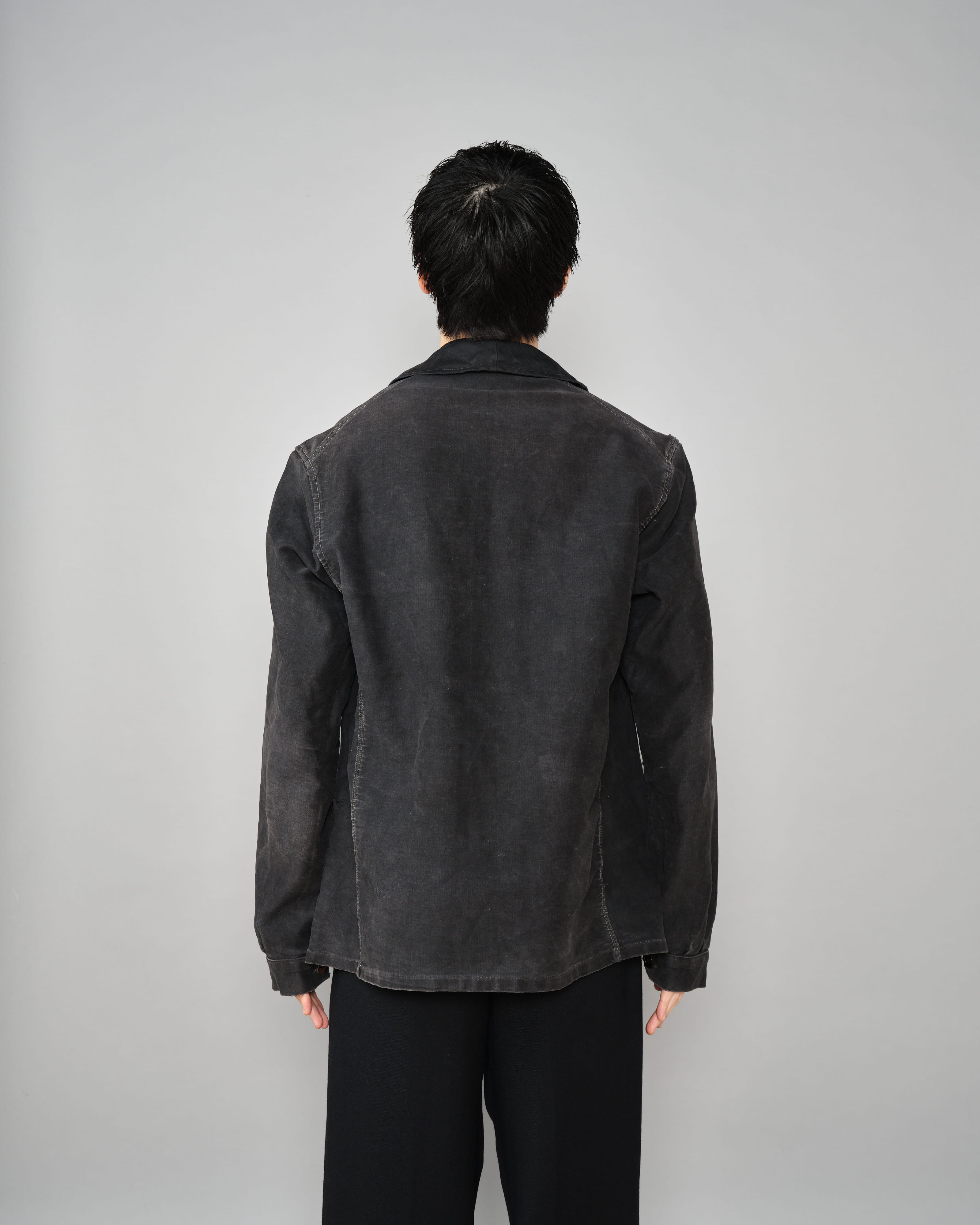 【~40's】French Vintage Black Moleskin Work Jacket "6 Buttons"