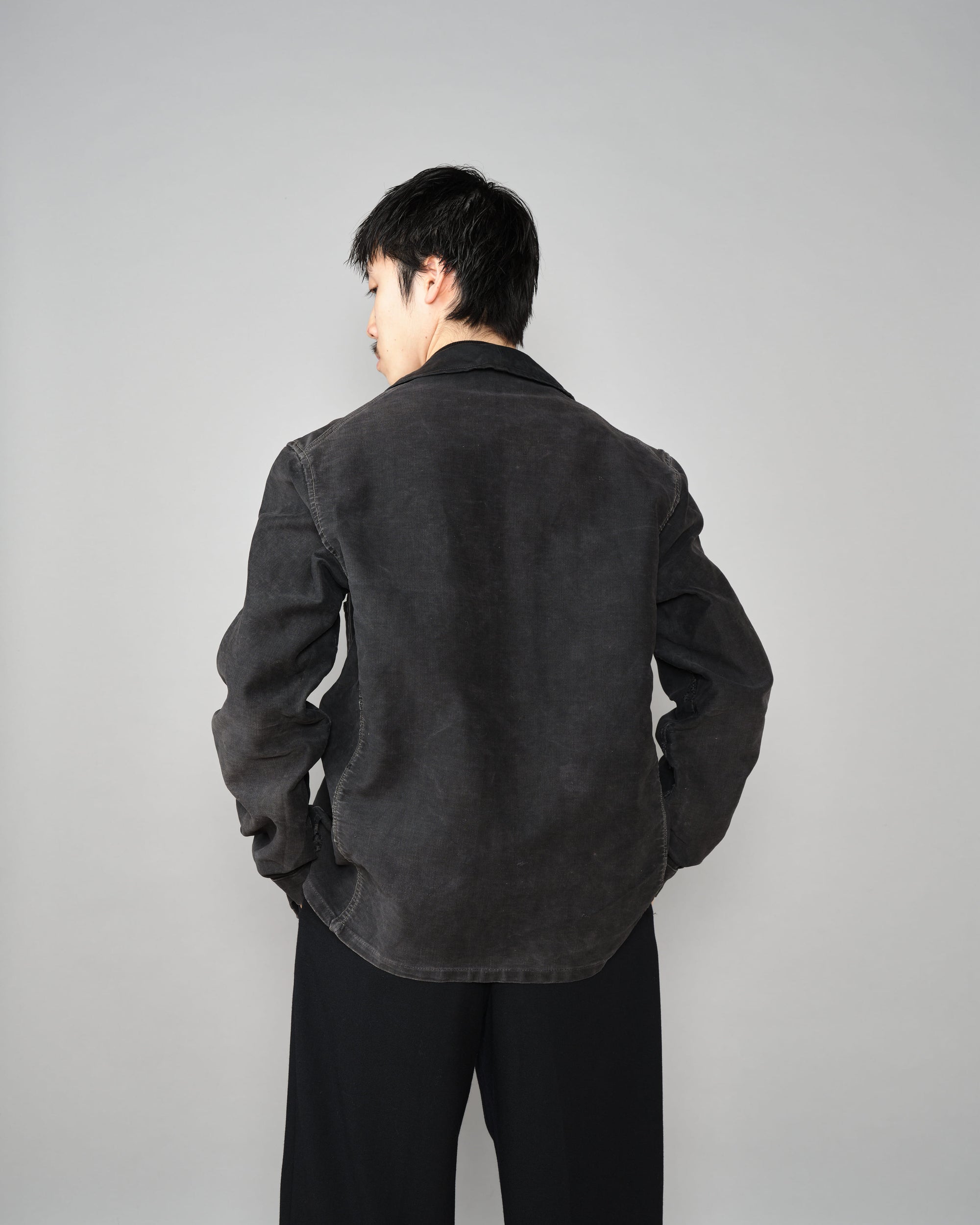 ［~40's］French Vintage Black Moleskin Work Jacket "6 Buttons"