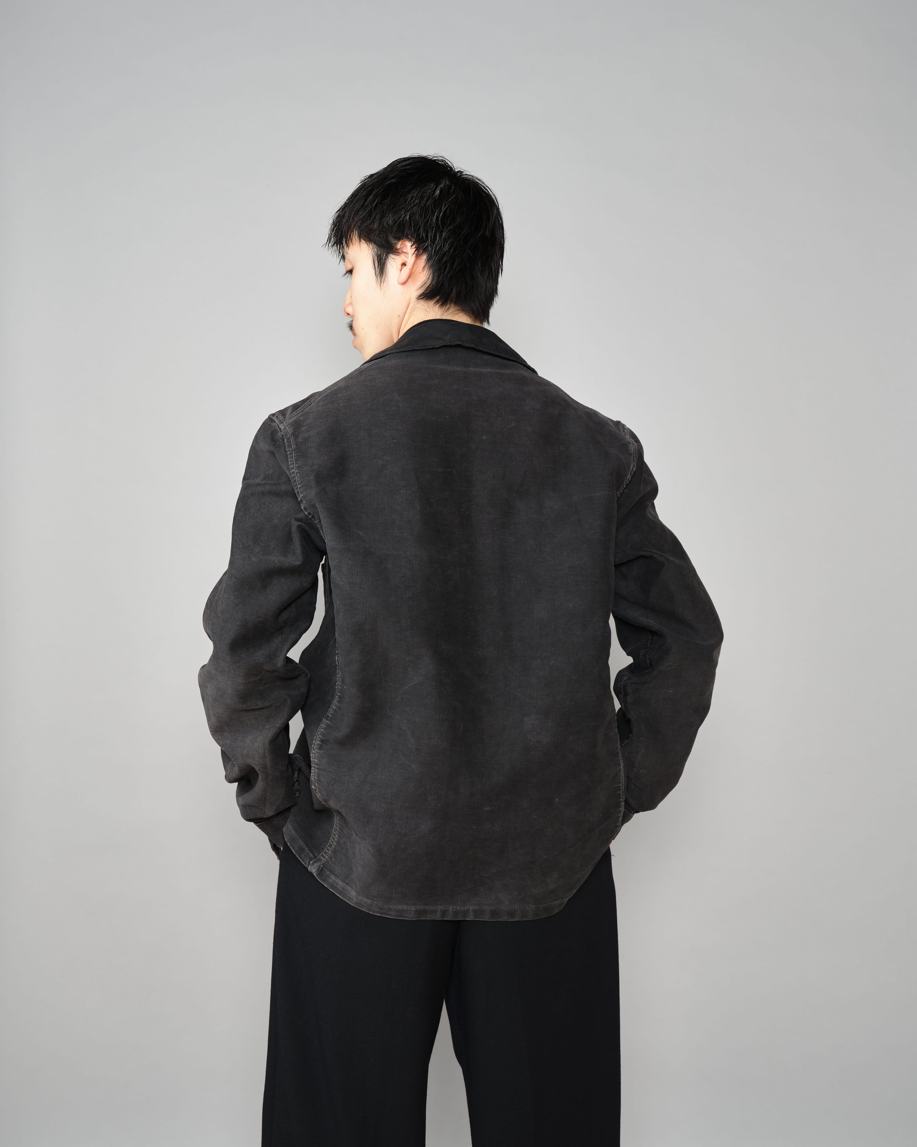 【~40's】French Vintage Black Moleskin Work Jacket "6 Buttons"