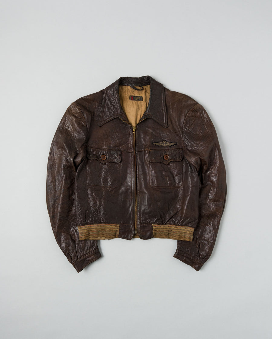 【~40's】Europe Vintage Leather Flight Jacket の全体写真