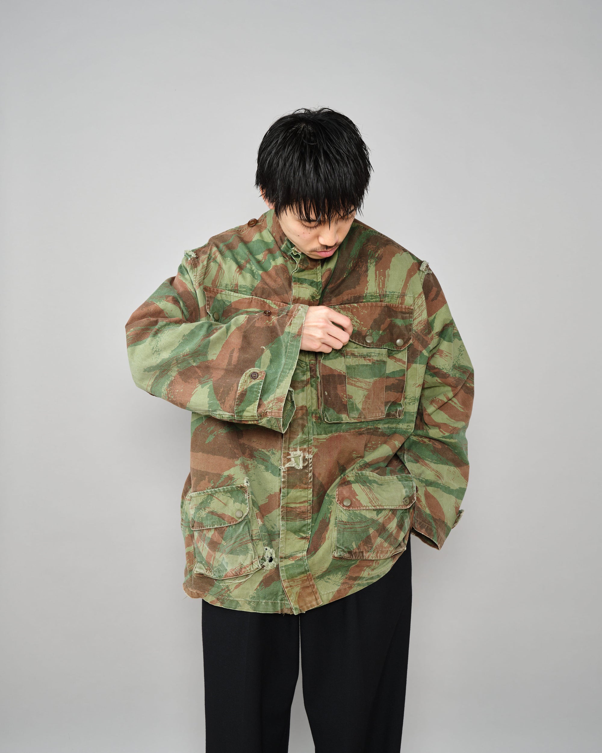 ［~50's］French Army TAP47/54 Lizard Camouflage Paratrooper Jacket Size.32