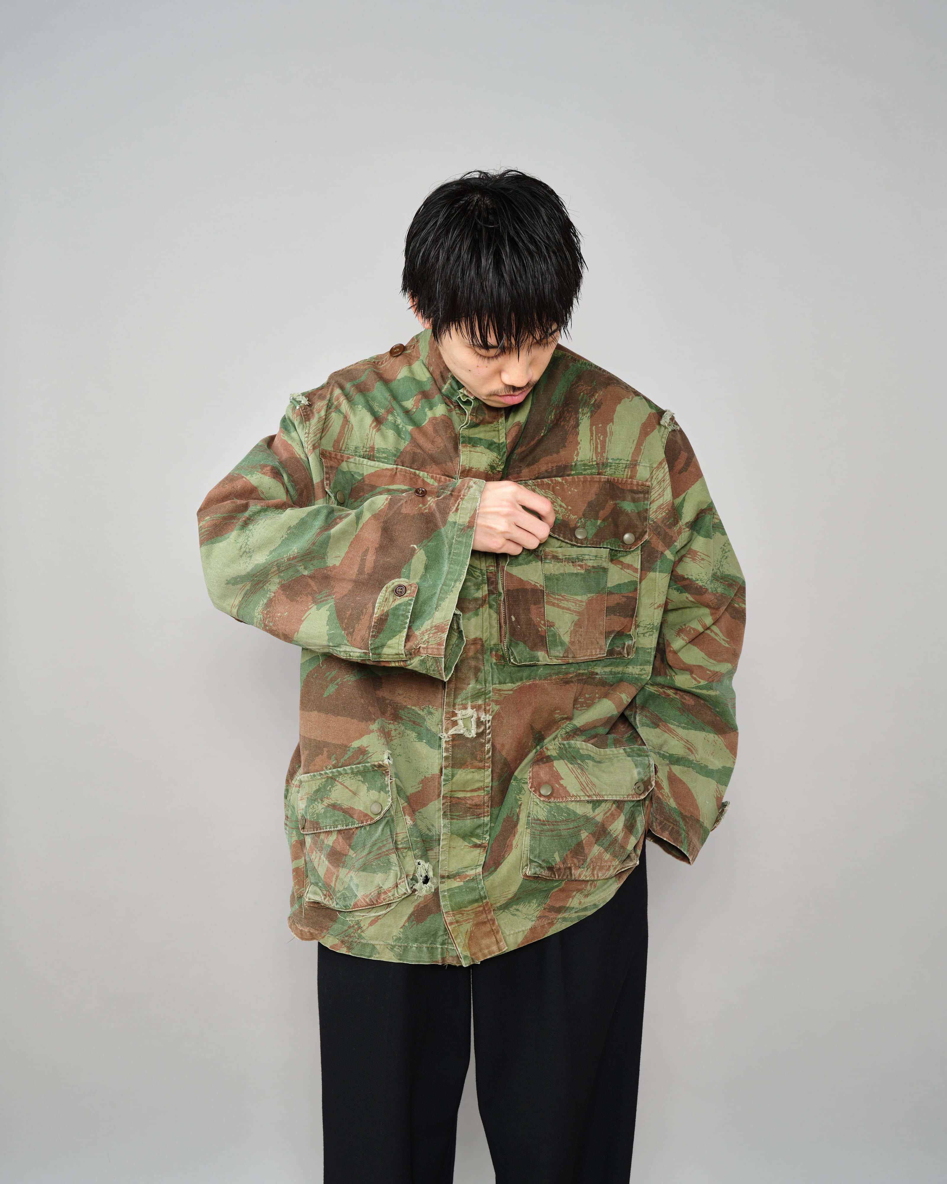 【~50's】French Army TAP47/54 Lizard Camouflage Paratrooper Jacket Size.32