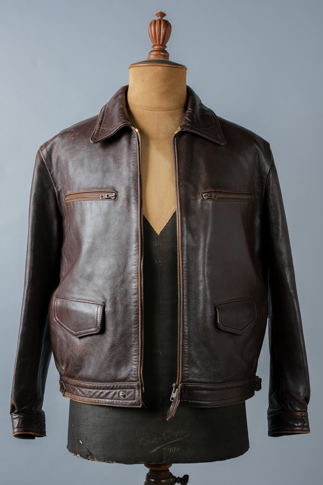 [~ 50's] French vintage Hartmann Type Motorcycle Leather Jacket