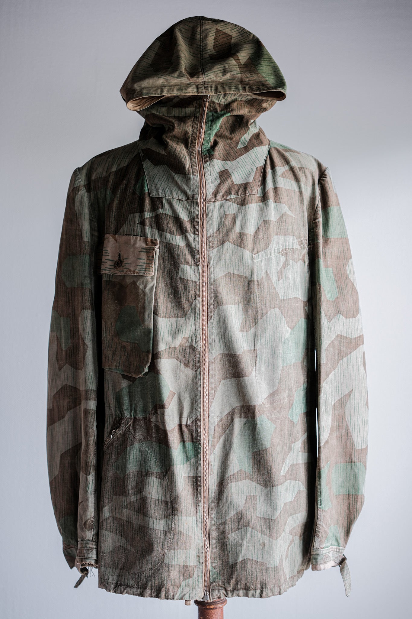 【~40's】WWⅡ German Army Splinter Camouflage Zip Up Hooded Jacket "Localmade" "Wehrmacht"