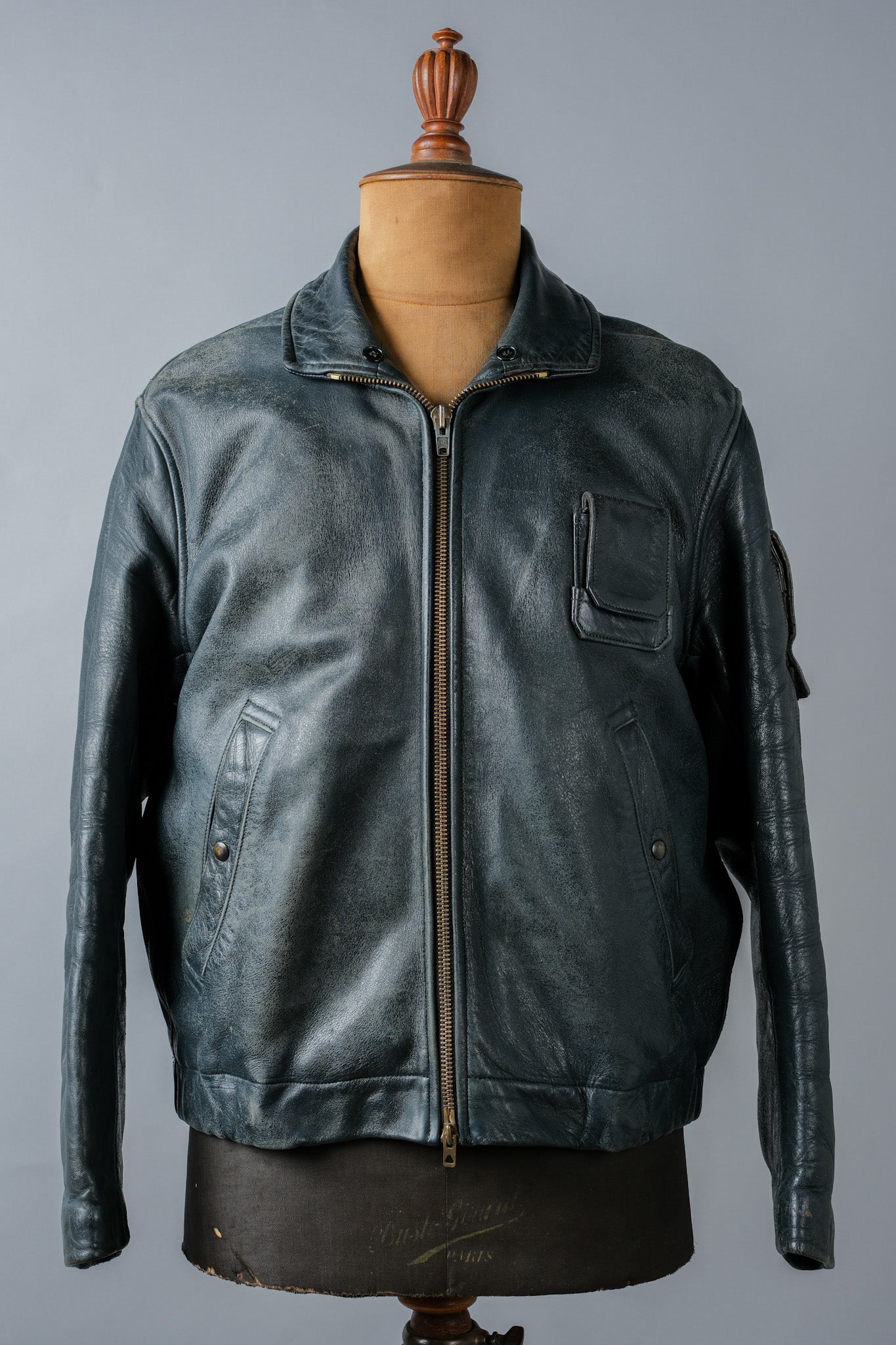 ［~70's］French Air Force Pilot Leather Jacket Size.96M
