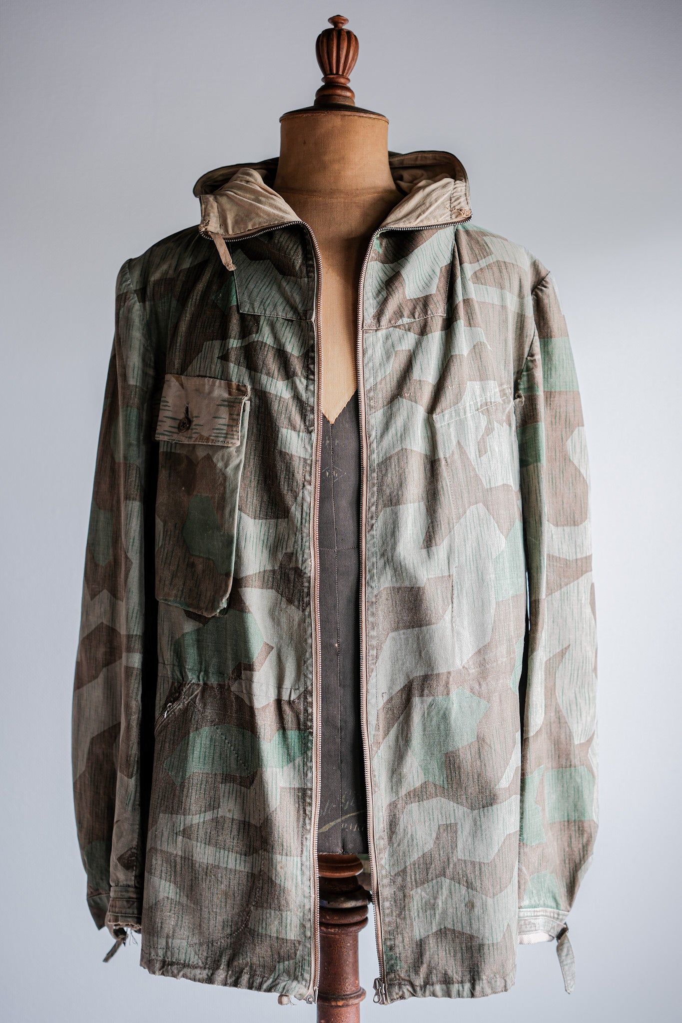 ［~40's］WWⅡ German Army Splinter Camouflage Zip Up Hooded Jacket "Localmade" "Wehrmacht"