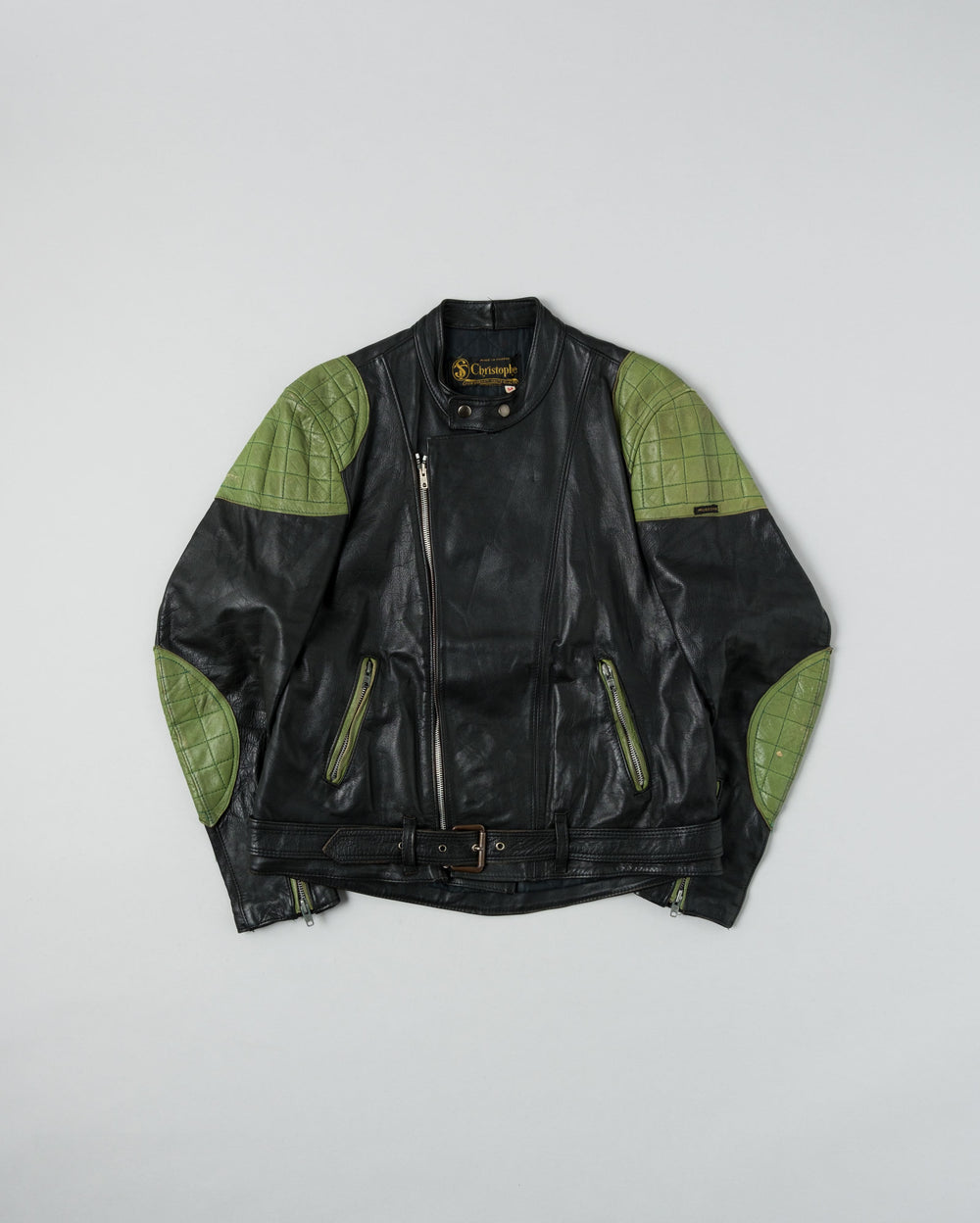 【~60's】French Vintage Switching Color Leather Riders Jacket Size.50 "Christophe"