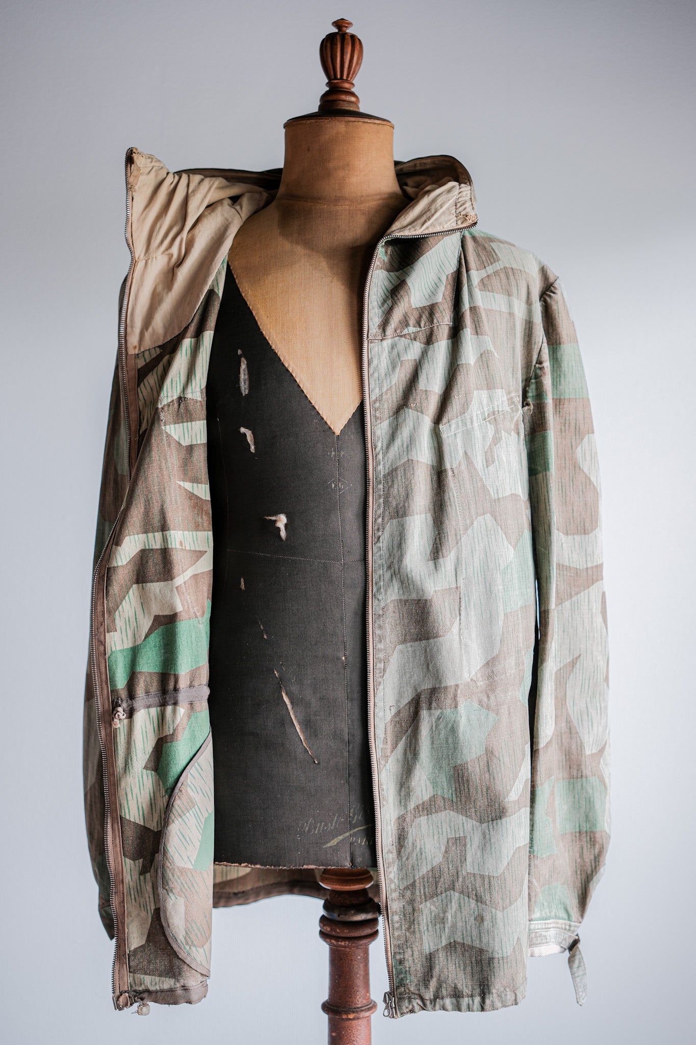 ［~40's］WWⅡ German Army Splinter Camouflage Zip Up Hooded Jacket "Localmade" "Wehrmacht"