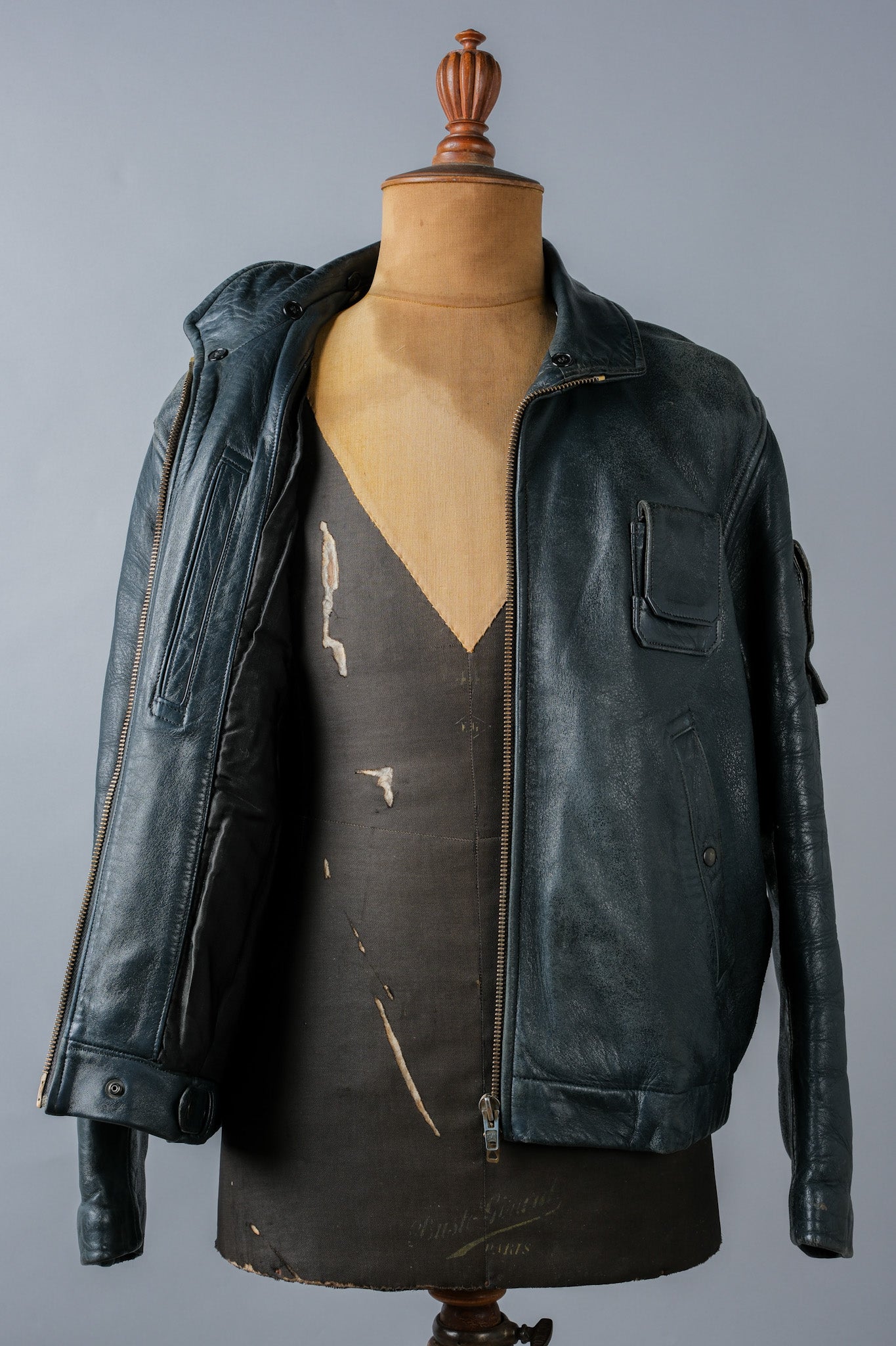 ［~70's］French Air Force Pilot Leather Jacket Size.96M