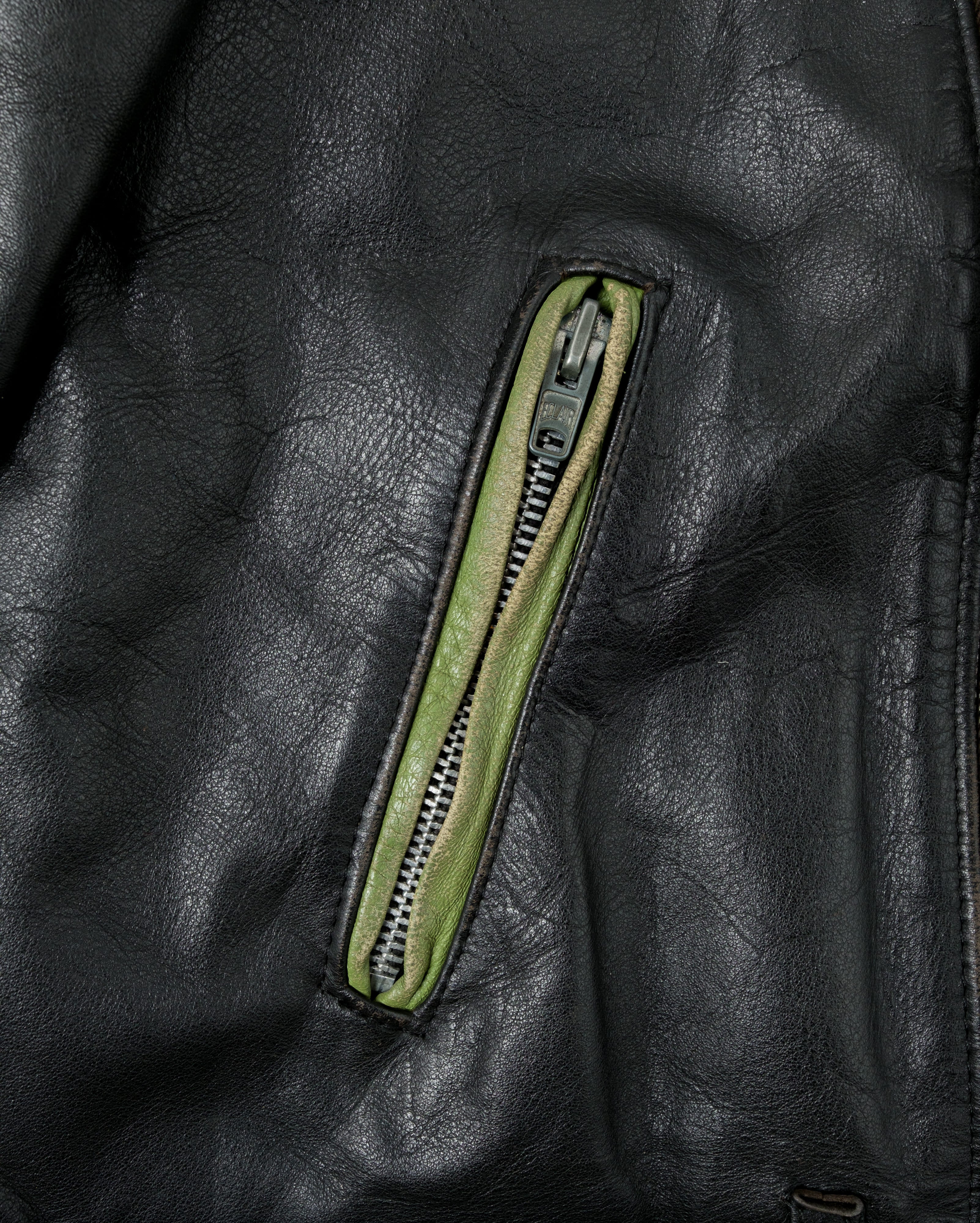 【~60's】French Vintage Switching Color Leather Riders Jacket Size.50 "Christophe"