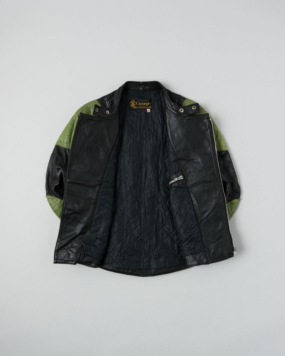 【~60's】French Vintage Switching Color Leather Riders Jacket Size.50 "Christophe"