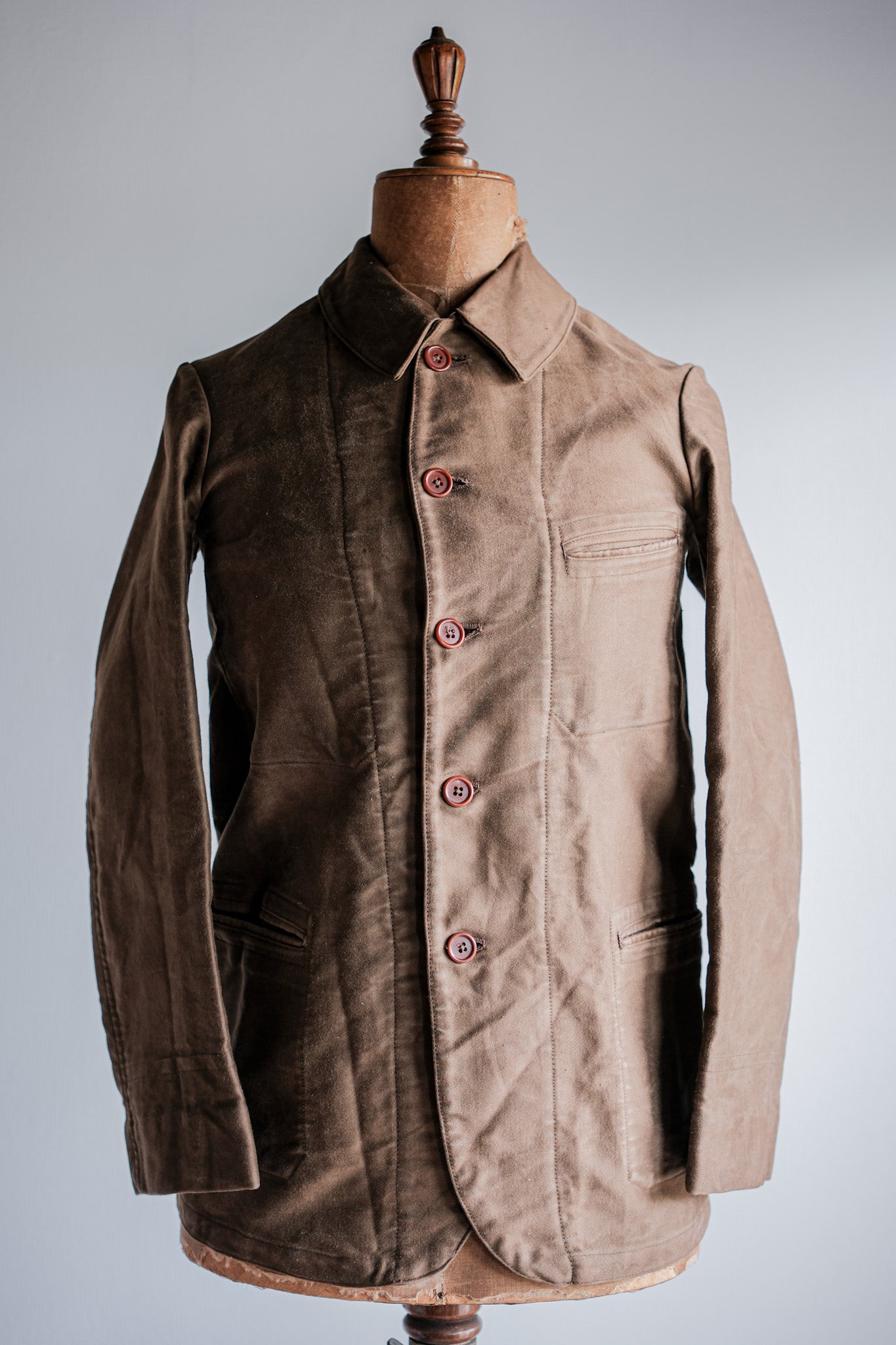 [~ 30's] French Vintage Brown Moleskin Work Jacket