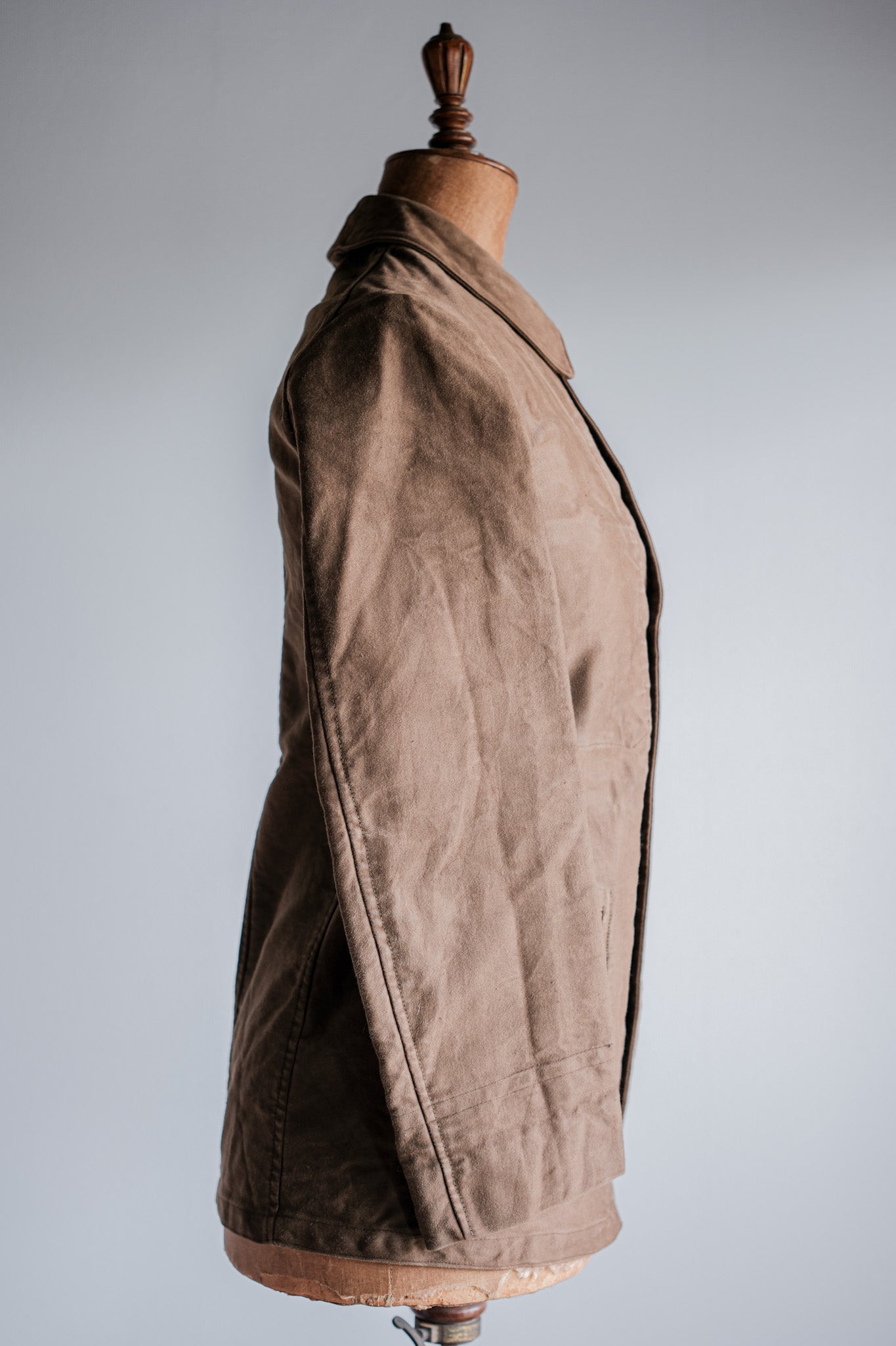 【~30's】French Vintage Brown Moleskin Work Jacket