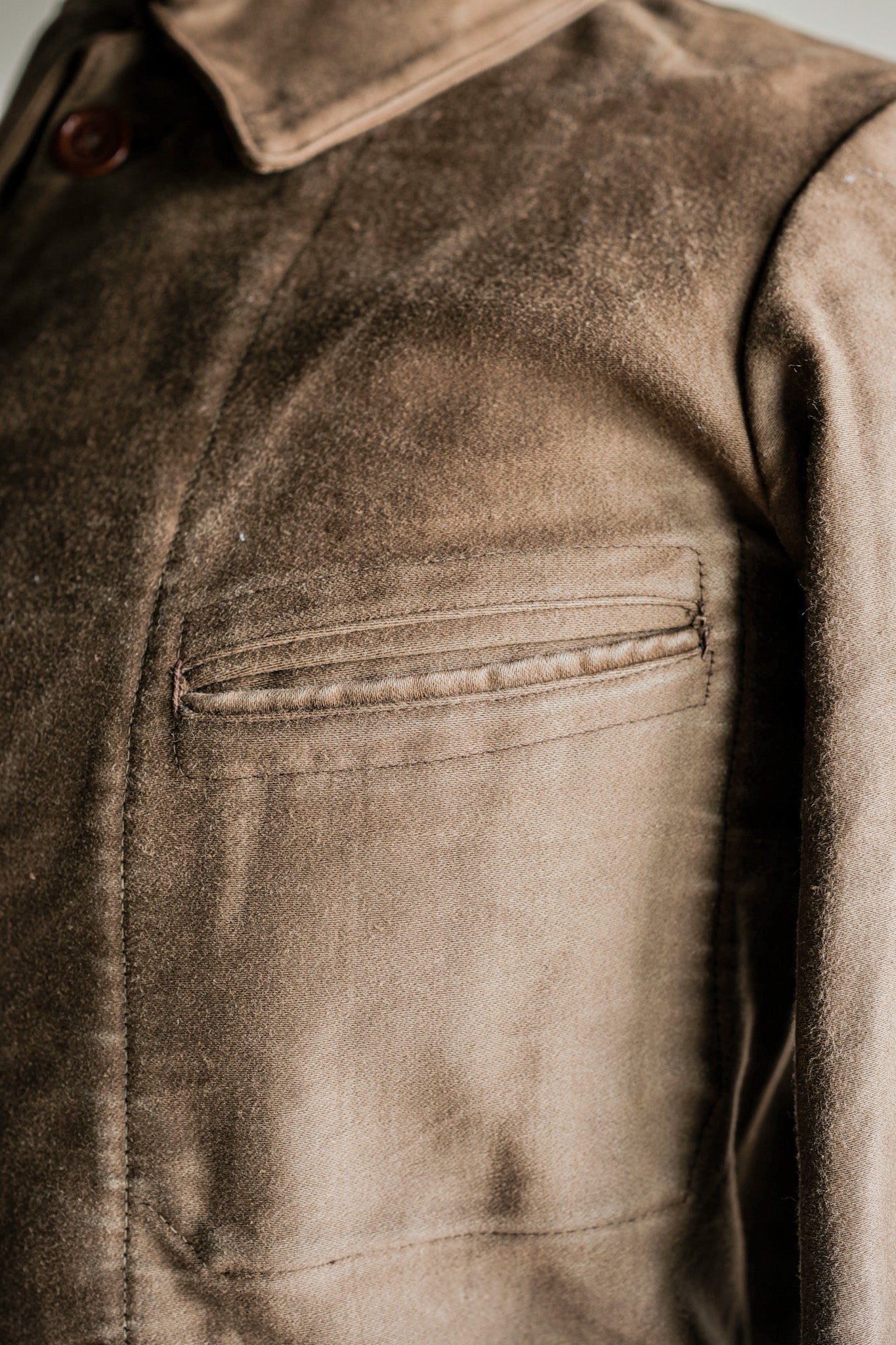 【~30's】French Vintage Brown Moleskin Work Jacket