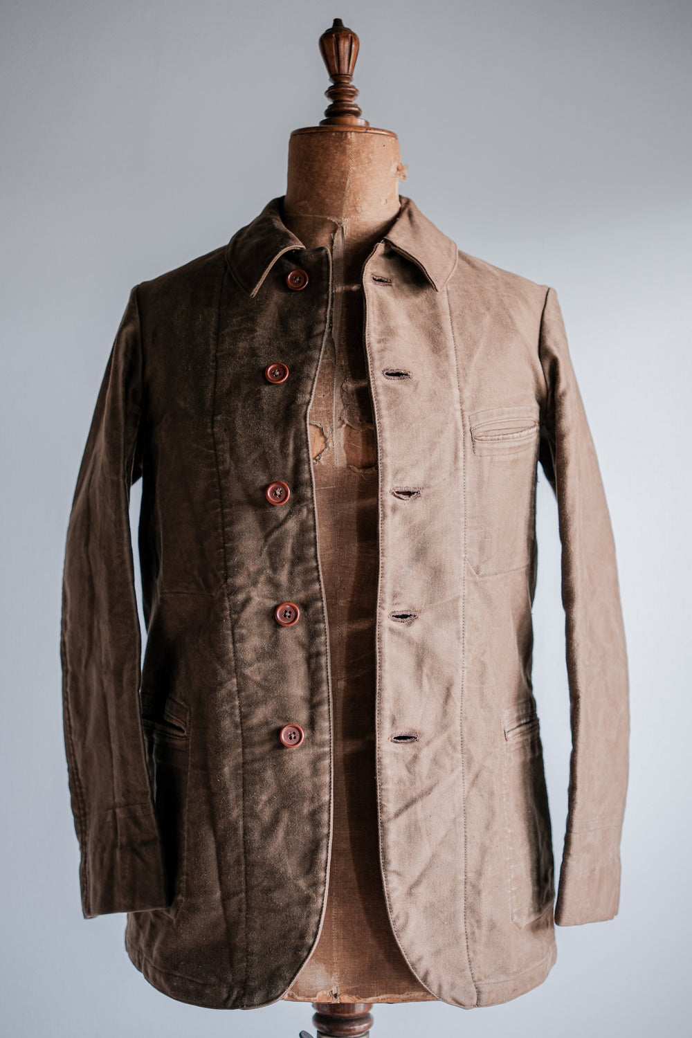 【~30's】French Vintage Brown Moleskin Work Jacket